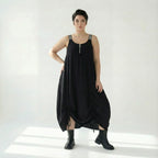 Ballonkleid von Bukezy aus Baumwolle, 1920, Schwarz, Ausgefallen, Zeitlos, Schick