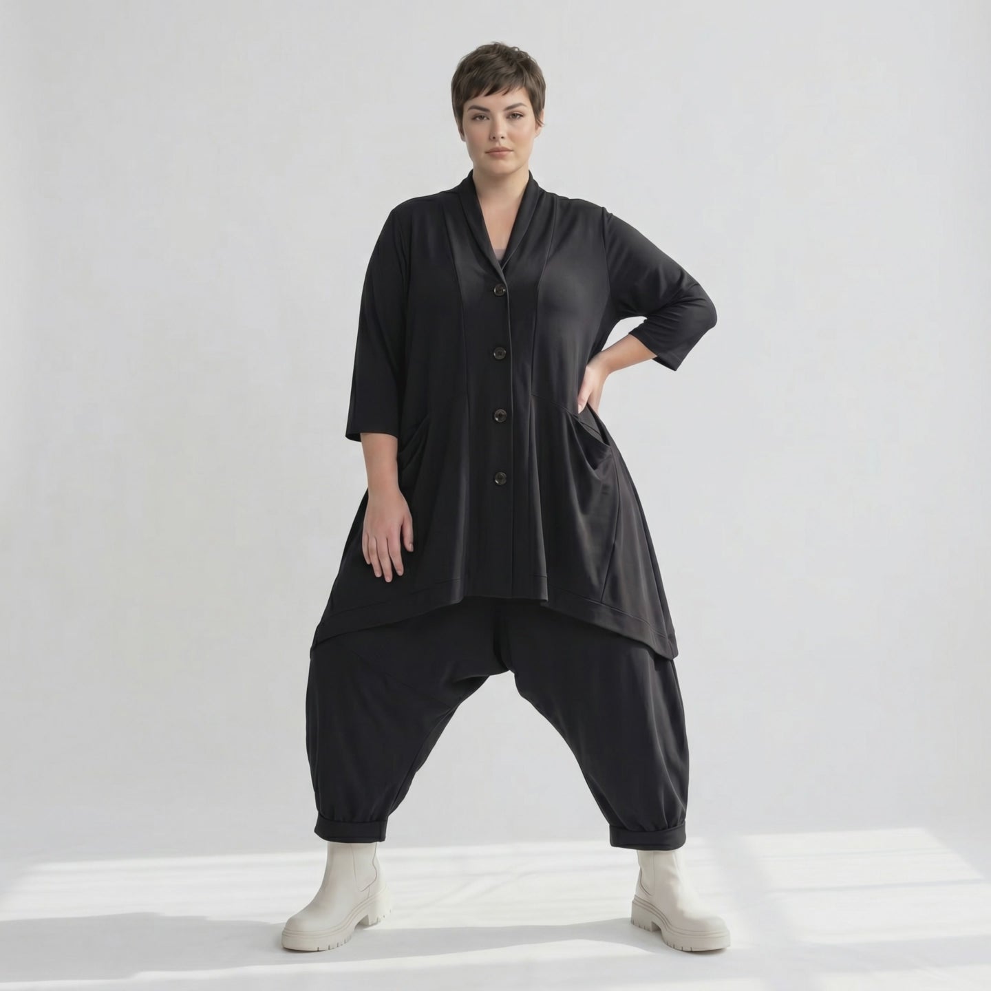 A-Form Jacke von AKH Fashion aus Materialmix, ausgefallene, zeitlose Lagenlook Mode
