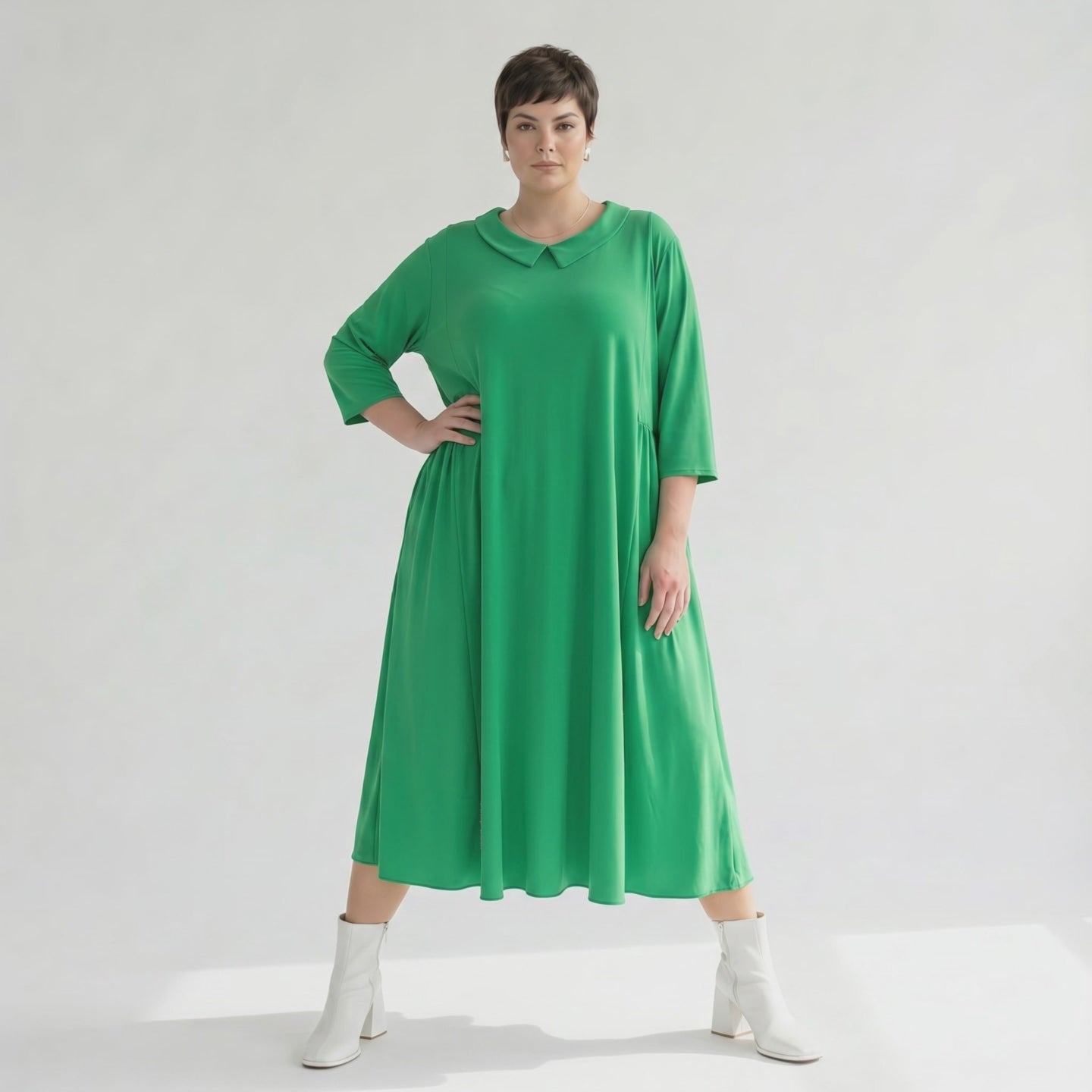 Ausgefallenes Ballonkleid im lässigen Lagenlook Oversize mit weich fließendem Stretchkomfort, Grün