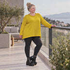 Flauschiges Feinstrickshirt in leuchtendem Gelb mit Stretchanteil und fließender A-Linie