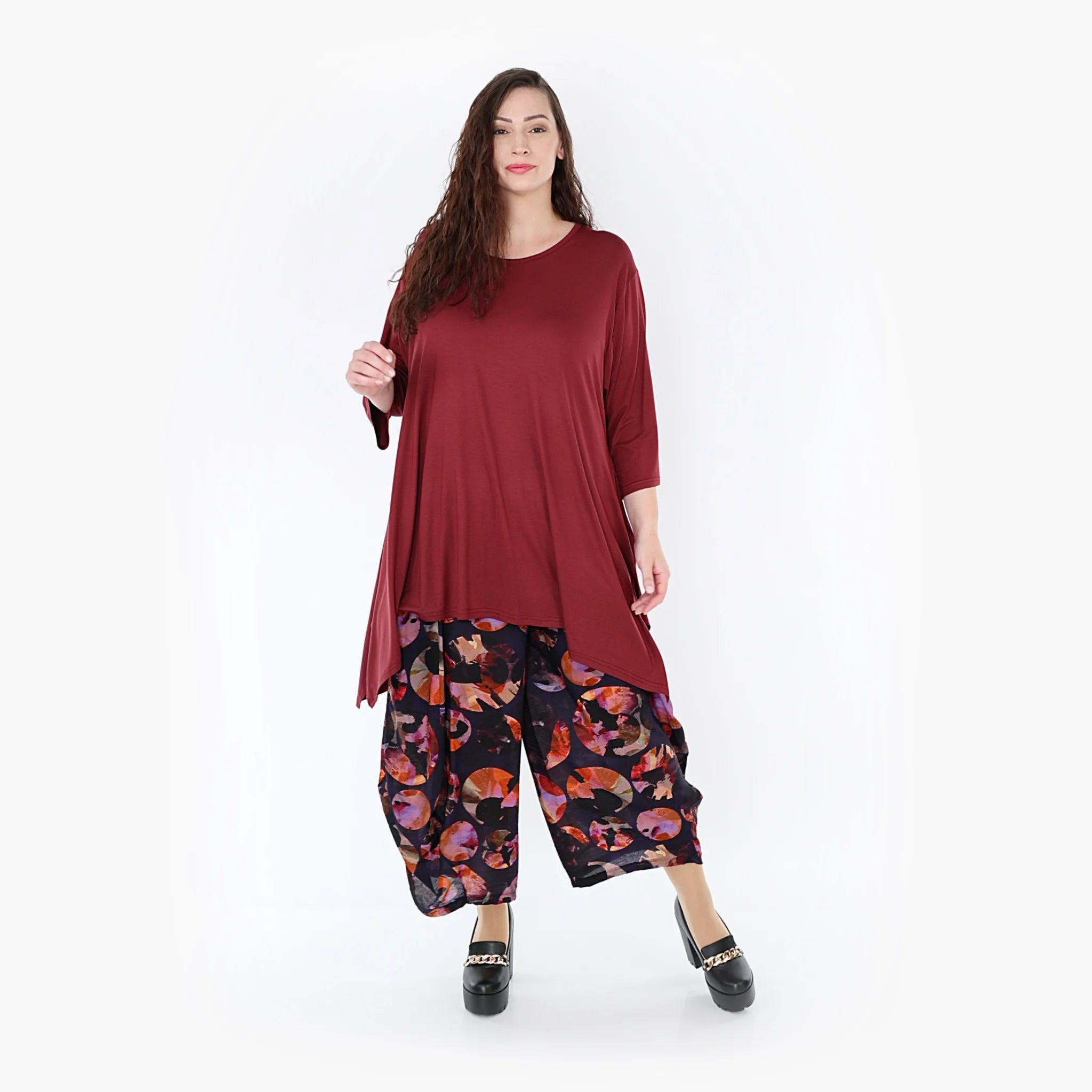 Ballonhose von AKH Fashion aus Viskose, 1335.08069, Lila-Mehrfarbig, Punkte, Ausgefallen