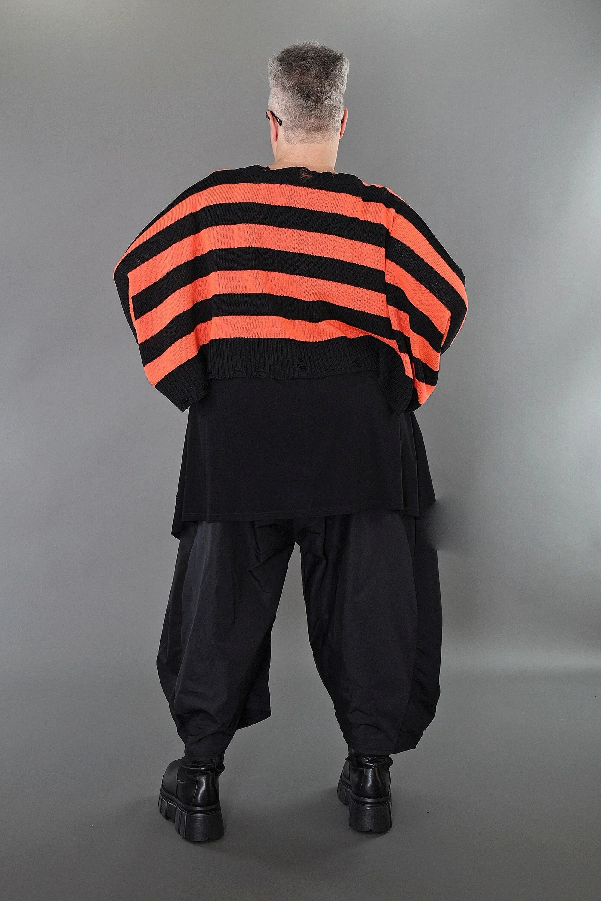  AKH Premium Überwurf in kastiger Form, aus Baumwolle, P1007.2537, Schwarz/Orange, Schick