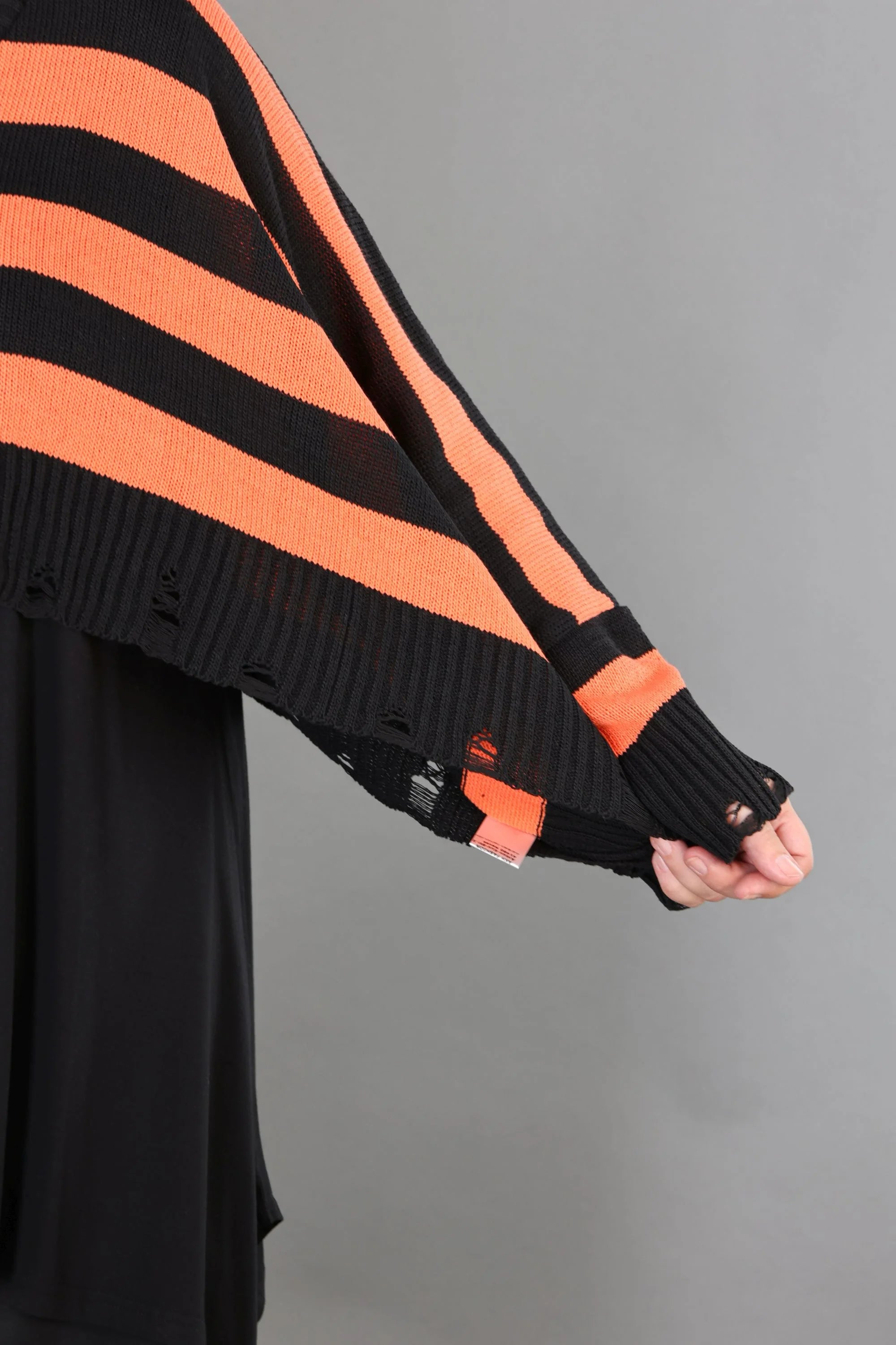  AKH Premium Überwurf in kastiger Form, aus Baumwolle, P1007.2537, Schwarz/Orange, Schick