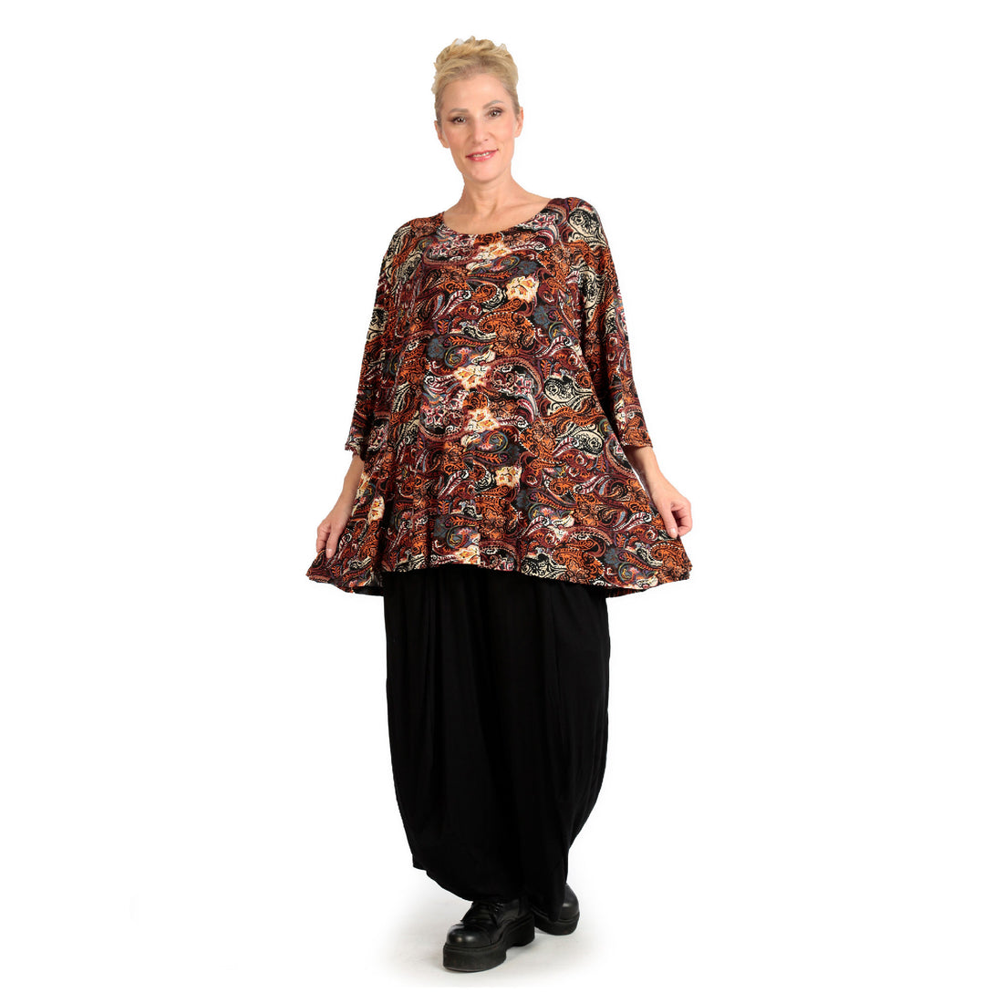  Shirt von AKH Fashion aus Viskose in Glocken-Form, 1122.01892, Rost, Paisley, Ausgefallen