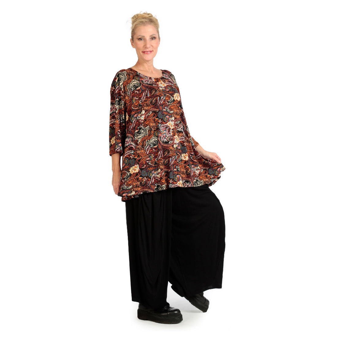  Shirt von AKH Fashion aus Viskose in Glocken-Form, 1122.01892, Rost, Paisley, Ausgefallen