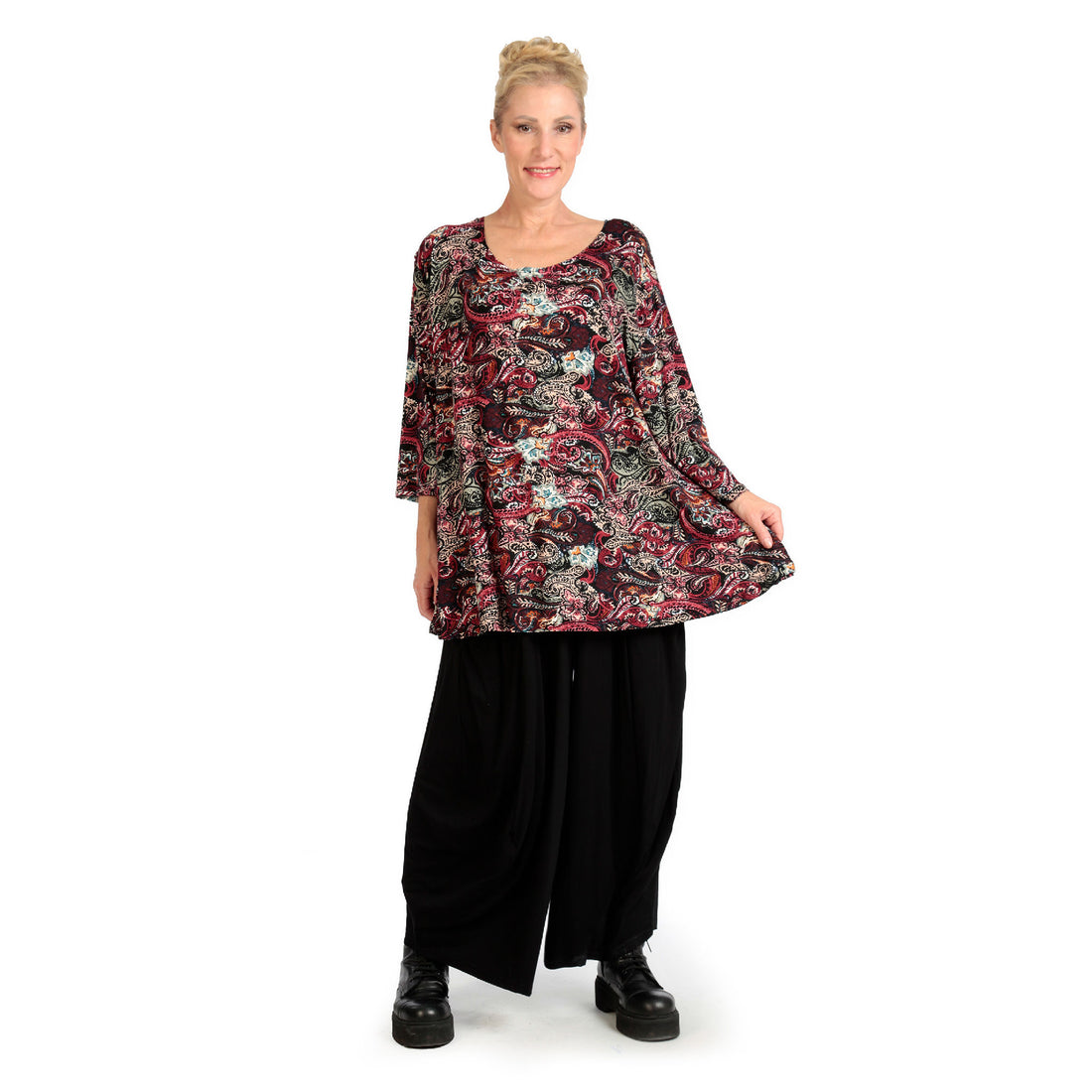  Shirt von AKH Fashion aus Viskose in Glocken-Form, 1122.01892, Rot, Paisley, Ausgefallen