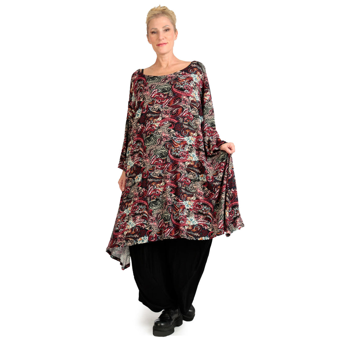  A-Form Bigshirt von AKH Fashion aus Viskose, 1122.02666, Rot, Paisley, Schick, Modern, Bequem