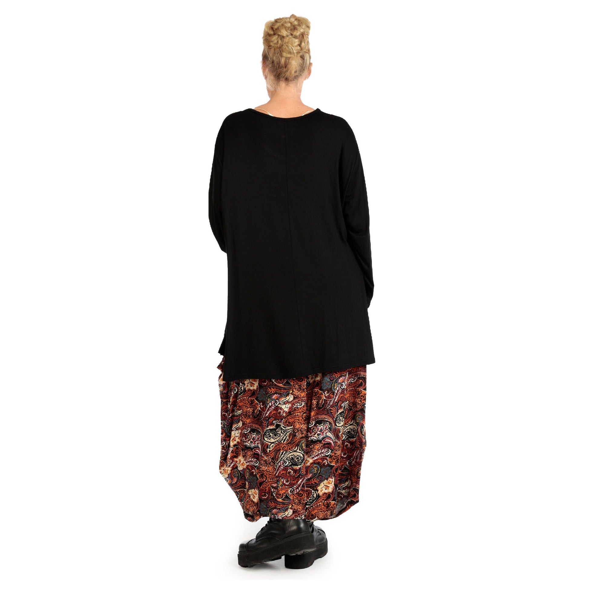  Bequeme Ballonhose in Rost mit Paisley-Muster aus softer Viskose für Plus Size Lagenlook