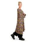  A-Form Kleid von AKH Fashion aus Viskose, 1123.06863, Lila-Gelb-Flieder, Grafik, Schick