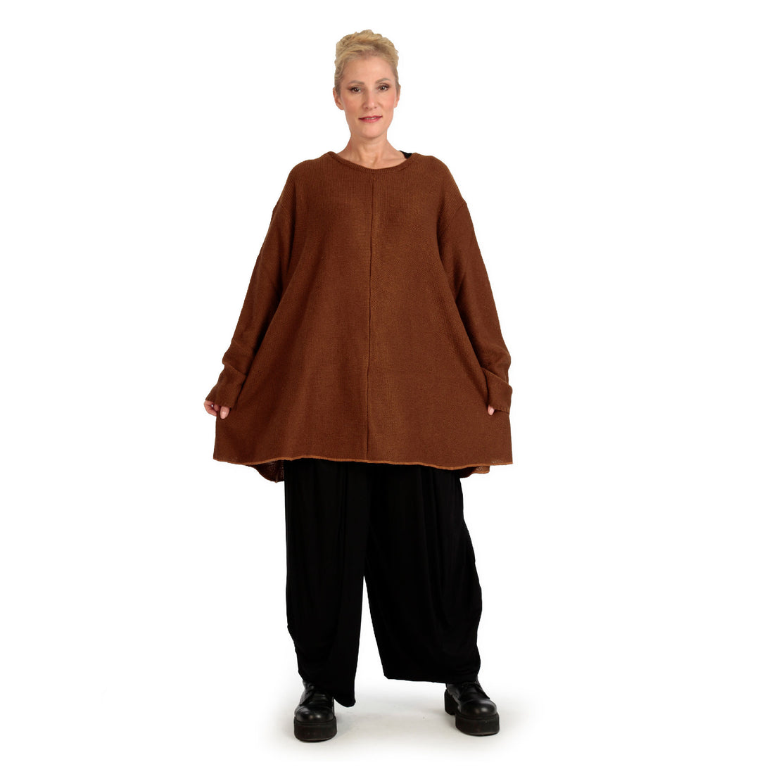  Bigshirt von AKH Fashion aus Materialmix in Glocken-Form, 1125.01892, Braun, Schick, Modern