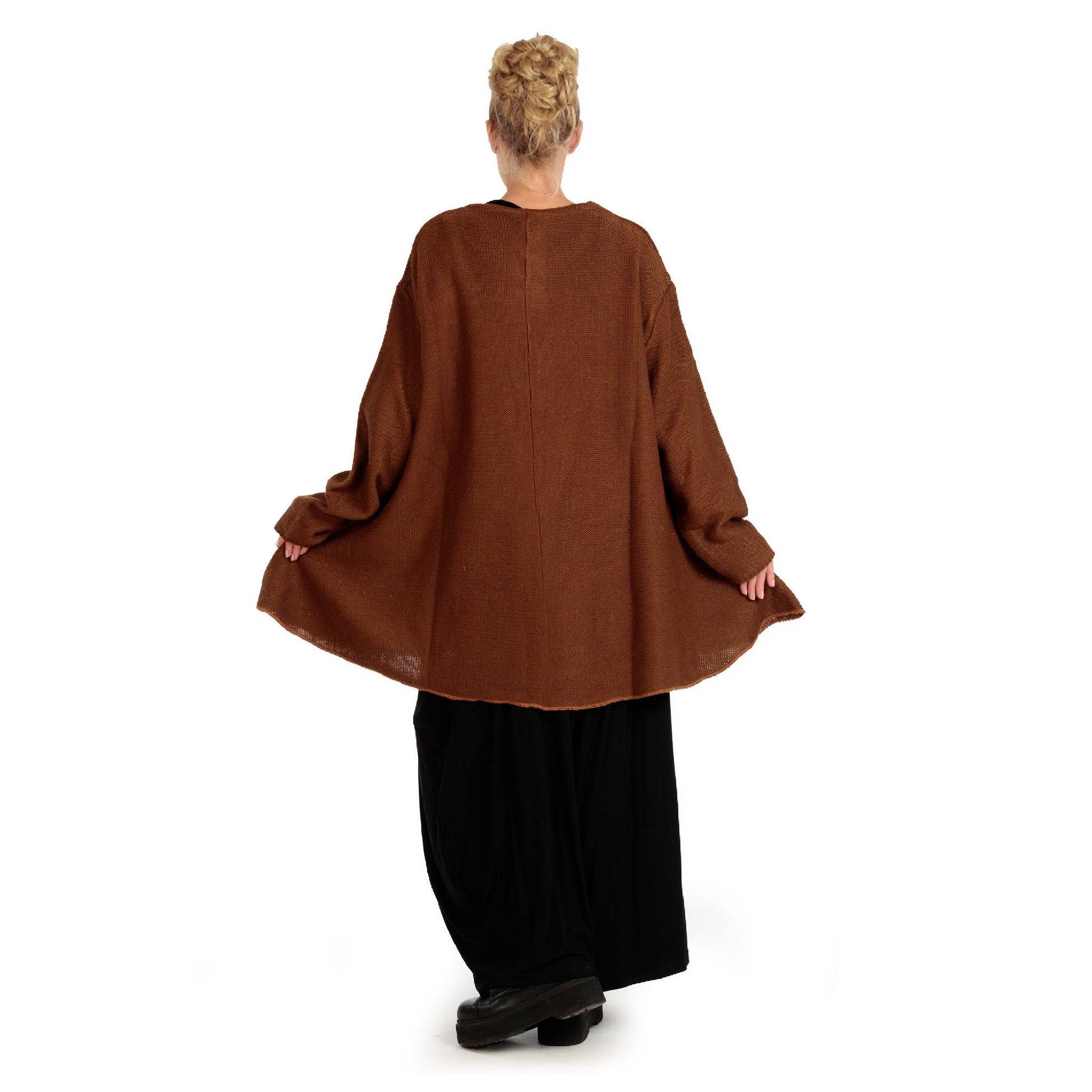  Bigshirt von AKH Fashion aus Materialmix in Glocken-Form, 1125.01892, Braun, Schick, Modern