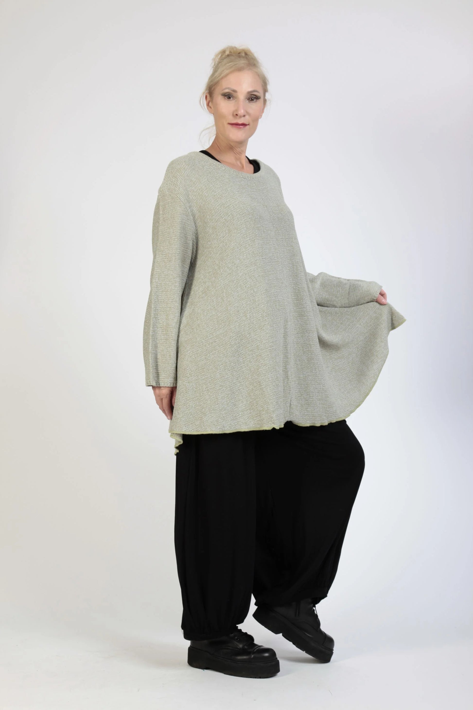  Bigshirt von AKH Fashion aus Materialmix in Glocken-Form, 1125.01892, Mint, Schick, Modern