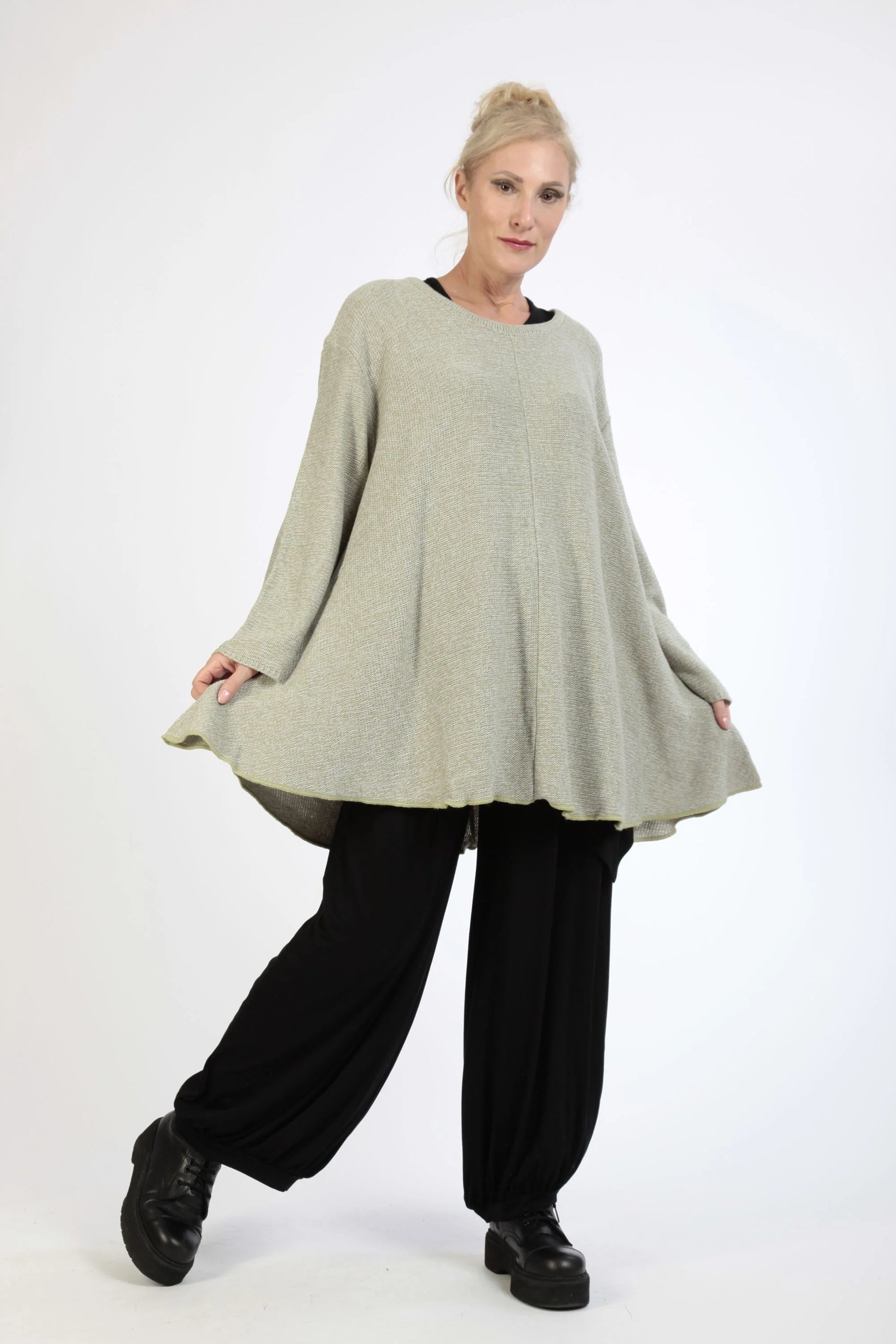  Bigshirt von AKH Fashion aus Materialmix in Glocken-Form, 1125.01892, Mint, Schick, Modern