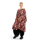  A-Form Kleid von AKH Fashion aus Viskose, 1126.06863, Schwarz-Rot-Fuchsia, Kleckse