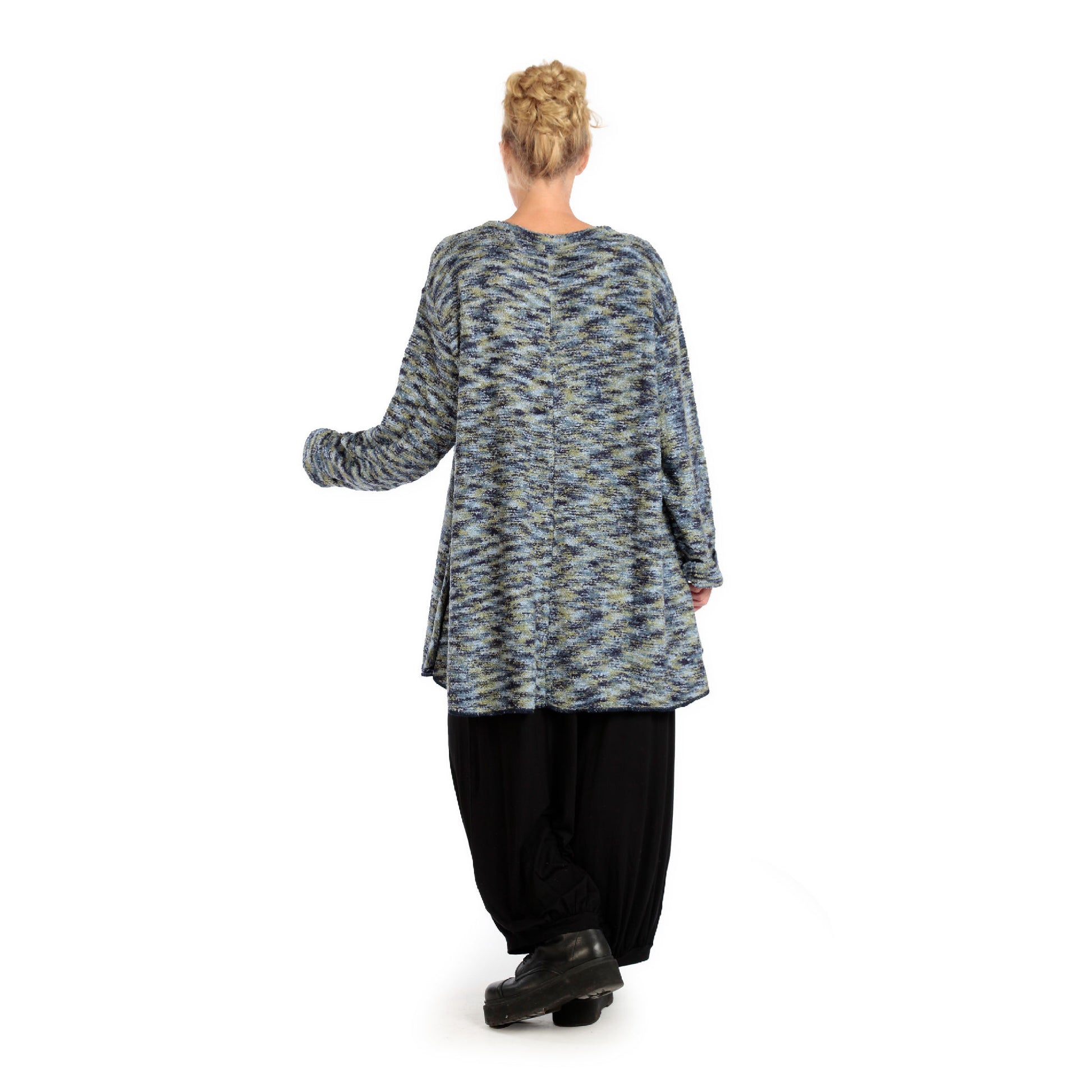  Shirt von AKH Fashion aus Materialmix in Glocken-Form, 1129.01892, Blau-Grün, Ausgefallen