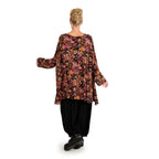  A-Form Bigshirt von AKH Fashion aus Viskose, 1130.00593, Schwarz-Fuchsia-Gelb, Pinselstrich