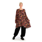  A-Form Bigshirt von AKH Fashion aus Viskose, 1130.06866, Schwarz-Fuchsia-Gelb, Pinselstrich