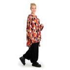  A-Form Bigshirt von AKH Fashion aus Viskose, 1131.00593, Schwarz-Flieder-Orange, Raute