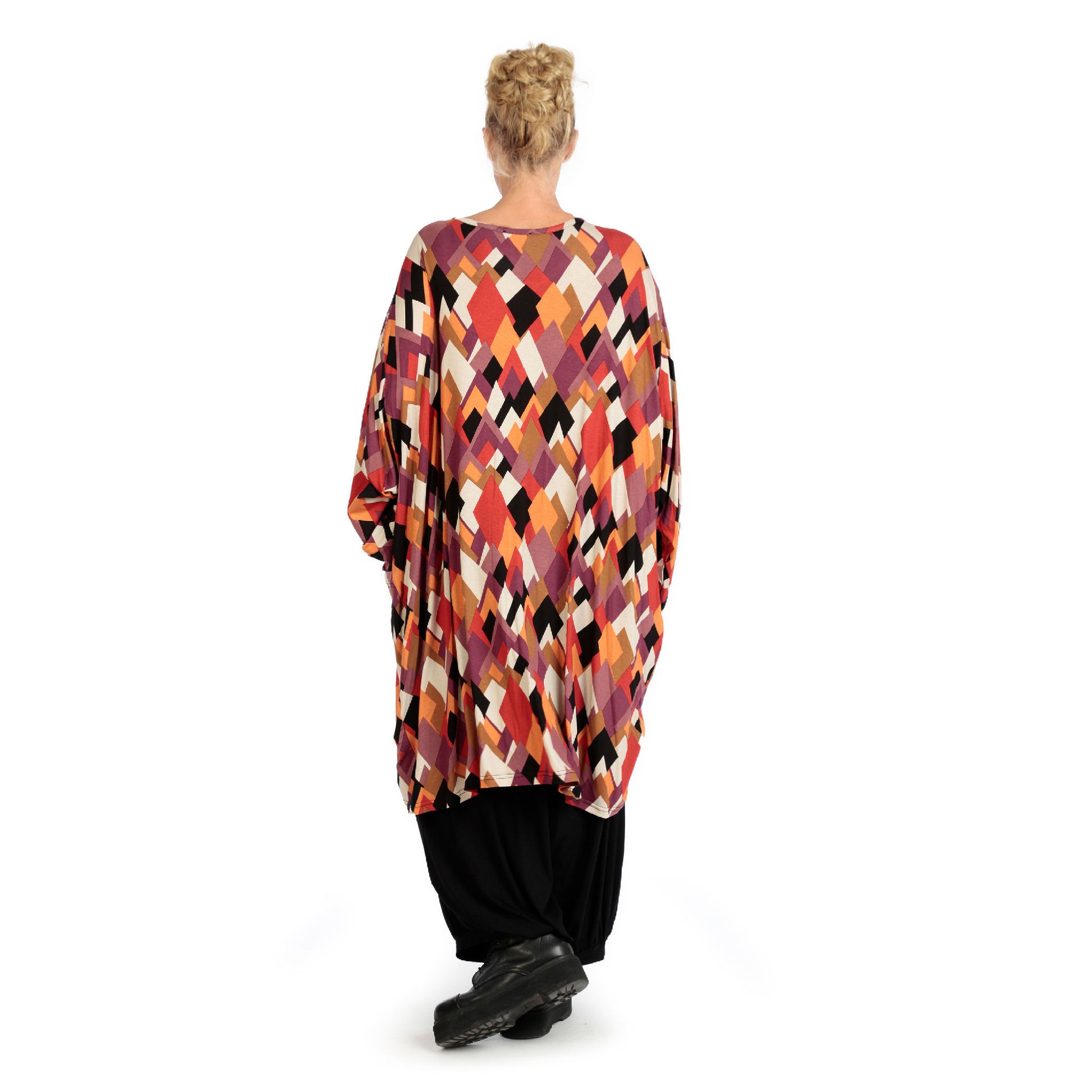  BallonBigshirt von AKH Fashion aus Viskose, 1131.06660, Schwarz-Flieder-Orange, Ausgefallen