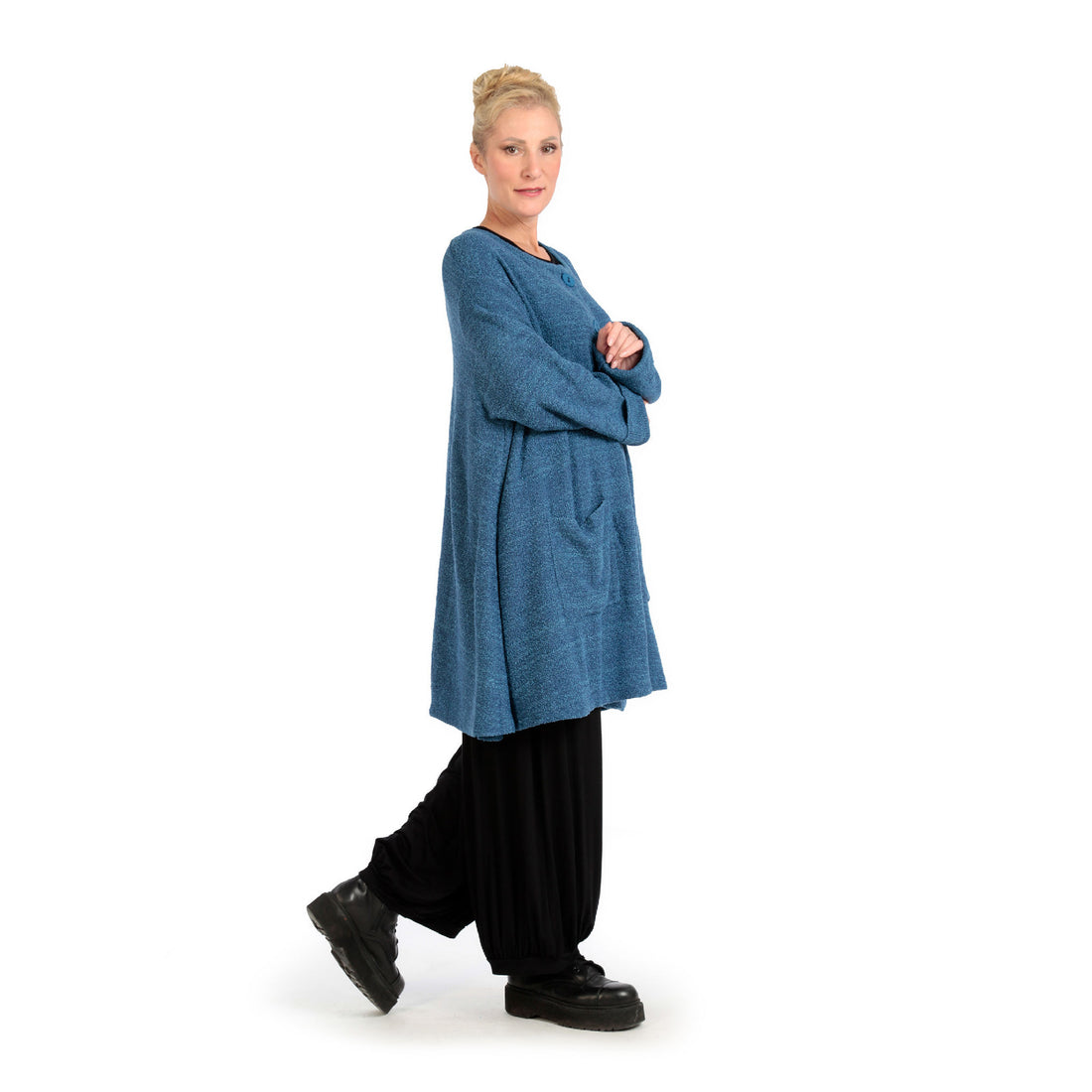  A-Form Jacke von AKH Fashion aus Materialmix, 1133.01382, Blau, Unifarben, Schick, Modern