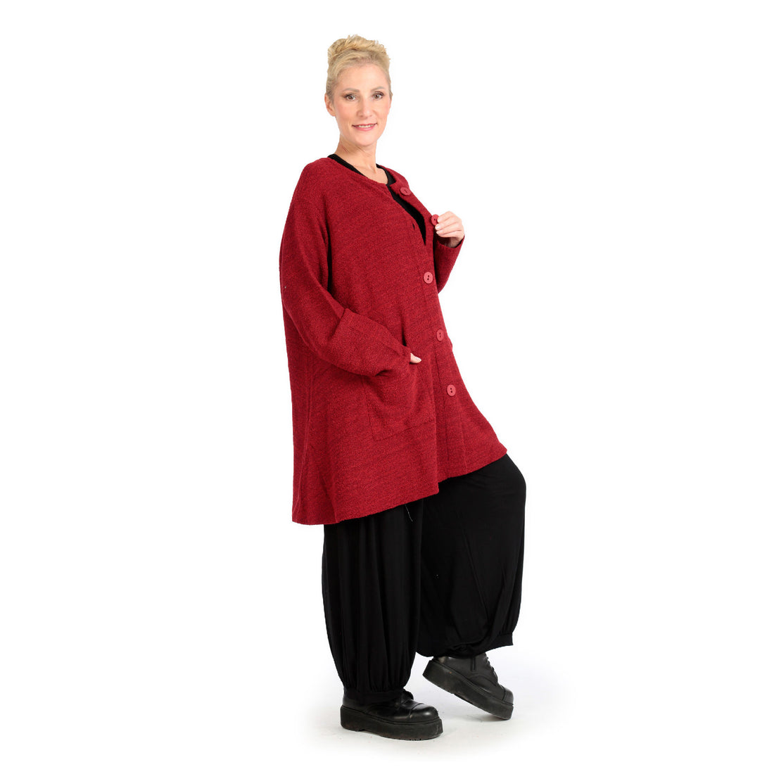  A-Form Jacke von AKH Fashion aus Materialmix, 1133.01382, Bordaux, Unifarben, Ausgefallen