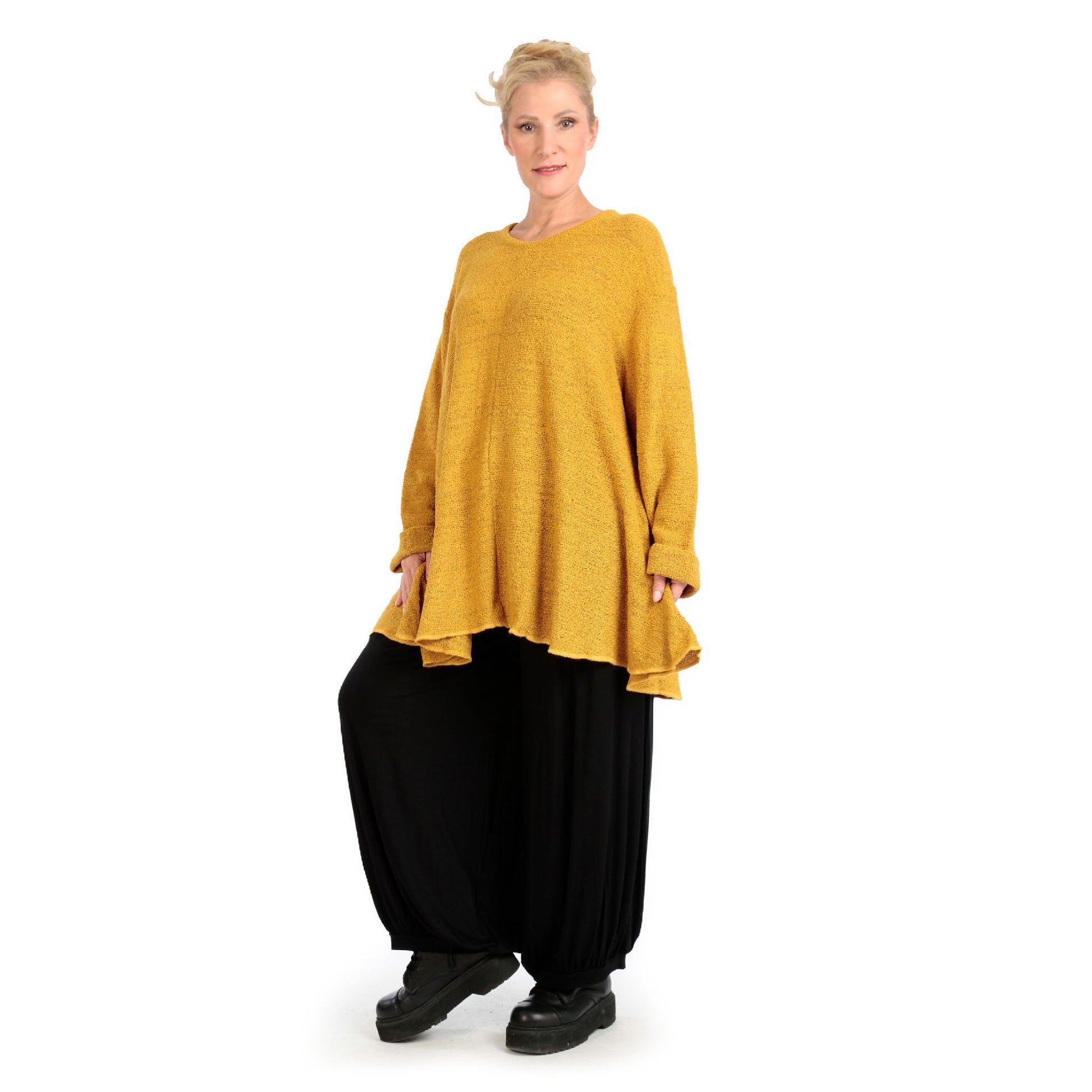  Shirt von AKH Fashion aus Materialmix in Glocken-Form, 1133.01892, Senf, Schick, Modern