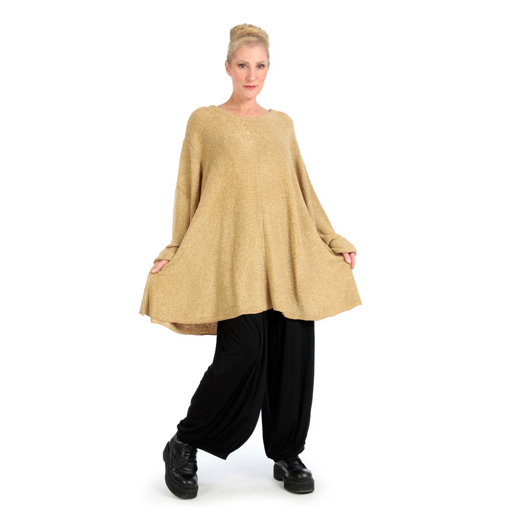  Shirt von AKH Fashion aus Materialmix in Glocken-Form, 1133.01892, Beige, Schick, Modern