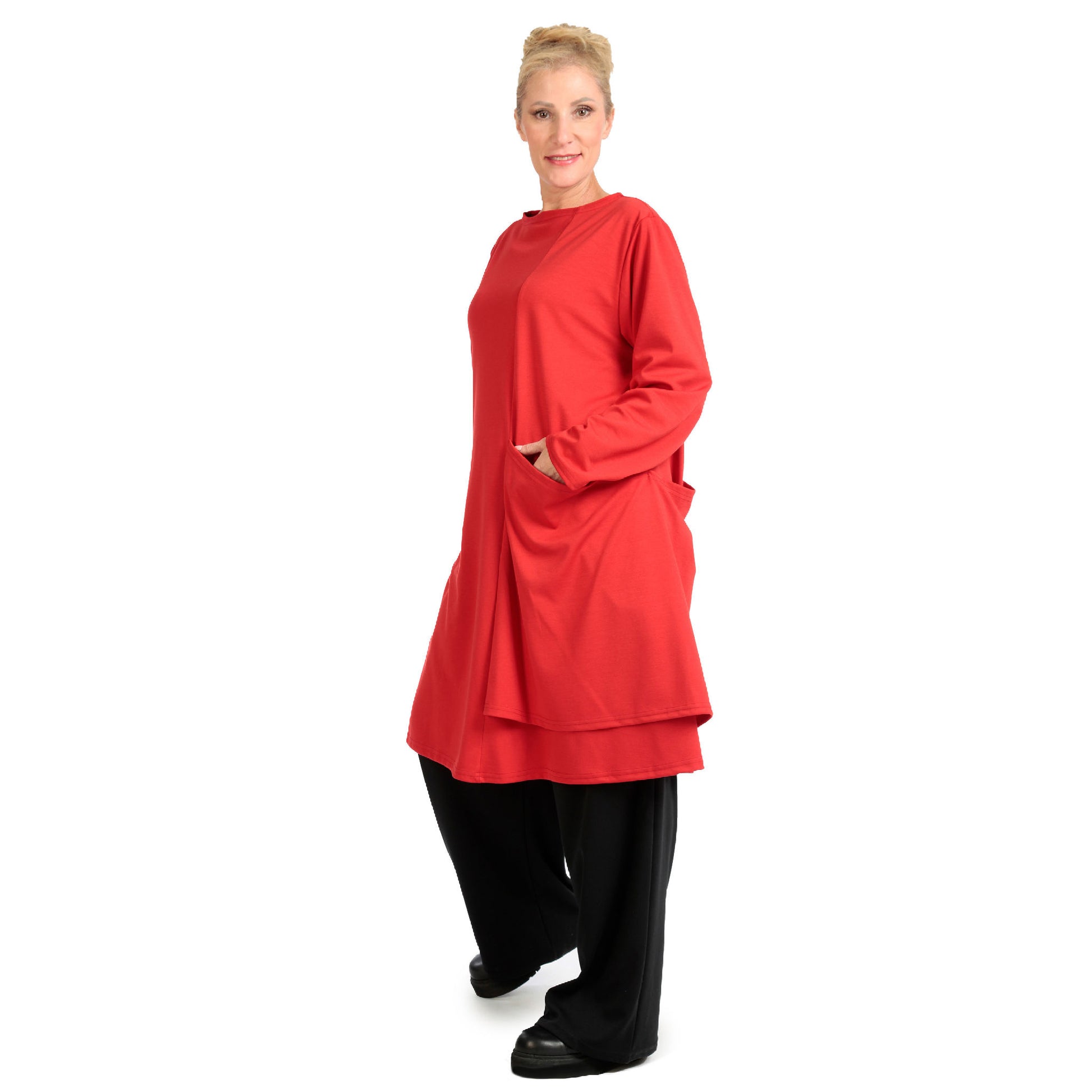  Shirt von AKH Fashion aus Viskose in gerader Form, 1141.06816, Rot, Unifarben, Ausgefallen