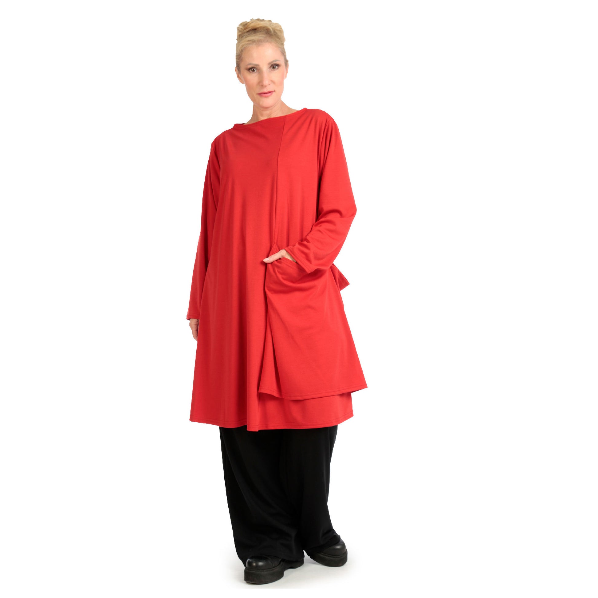  Shirt von AKH Fashion aus Viskose in gerader Form, 1141.06816, Rot, Unifarben, Ausgefallen