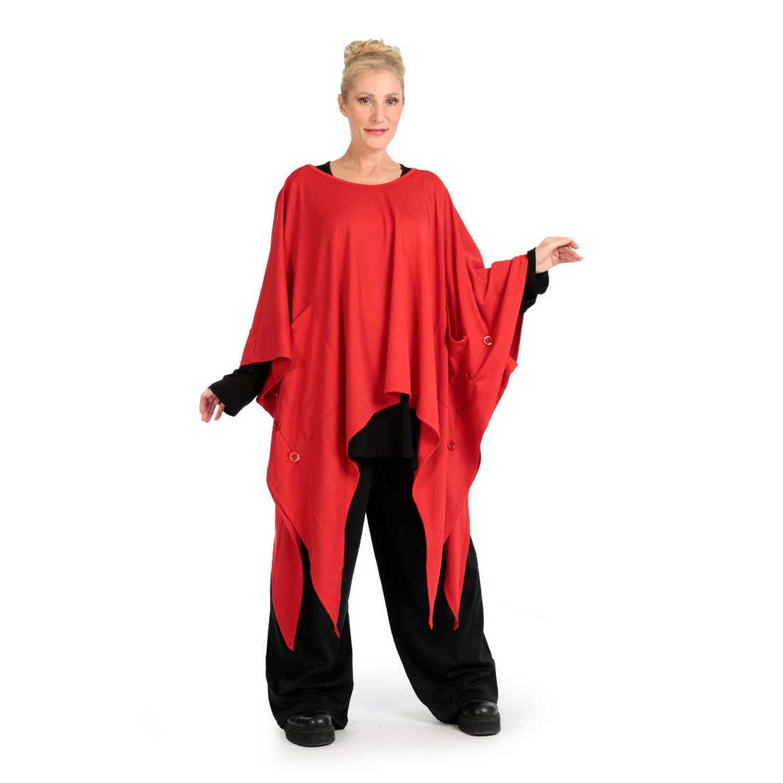  Zipfel Bigshirt von AKH Fashion aus Viskose, 1141.06858, Rot, Unifarben, Ausgefallen, Modern