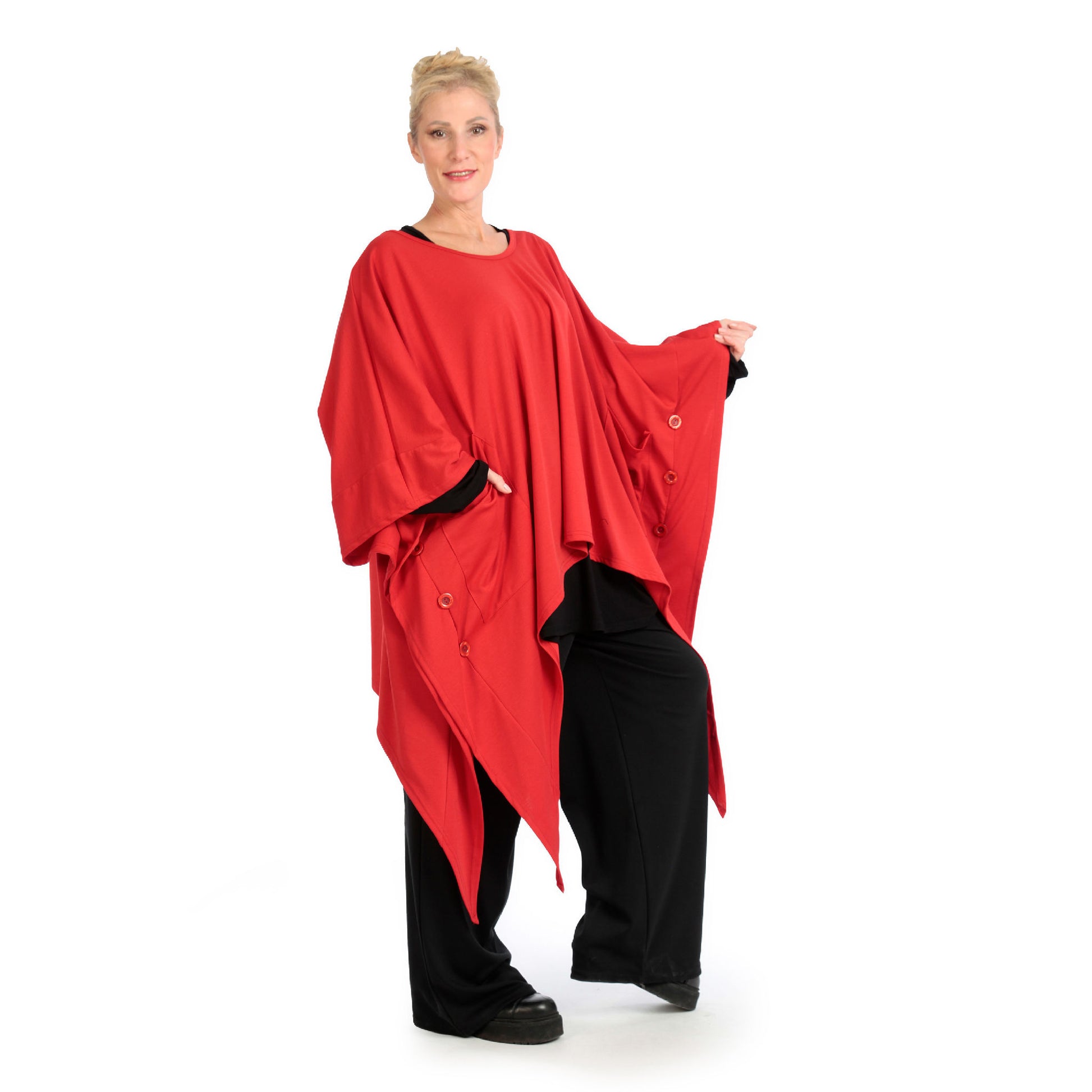  Zipfel Bigshirt von AKH Fashion aus Viskose, 1141.06858, Rot, Unifarben, Ausgefallen, Modern