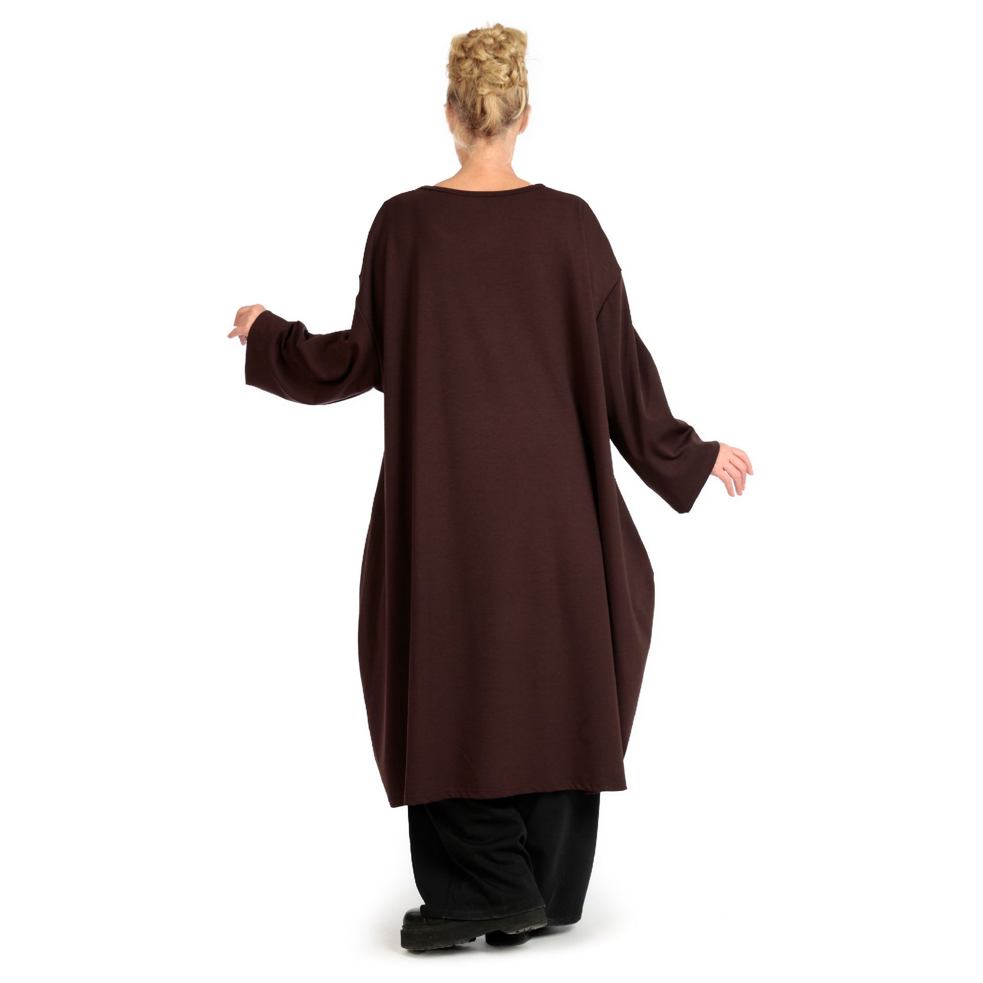  Ballonkleid von AKH Fashion aus Viskose, 1141.06859, Braun, Unifarben, Ausgefallen, Modern