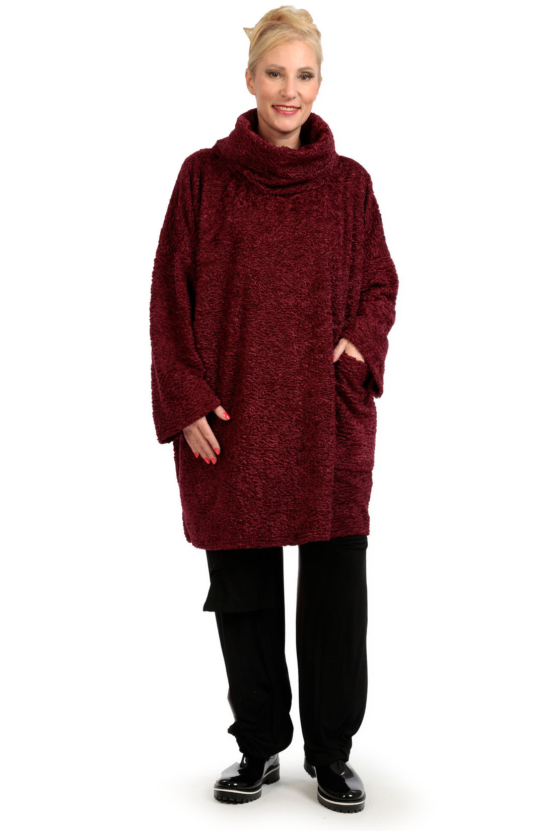  Bigshirt von AKH Fashion aus Polycarbonat in gerader Form, 1146.06827, Weinrot, Ausgefallen