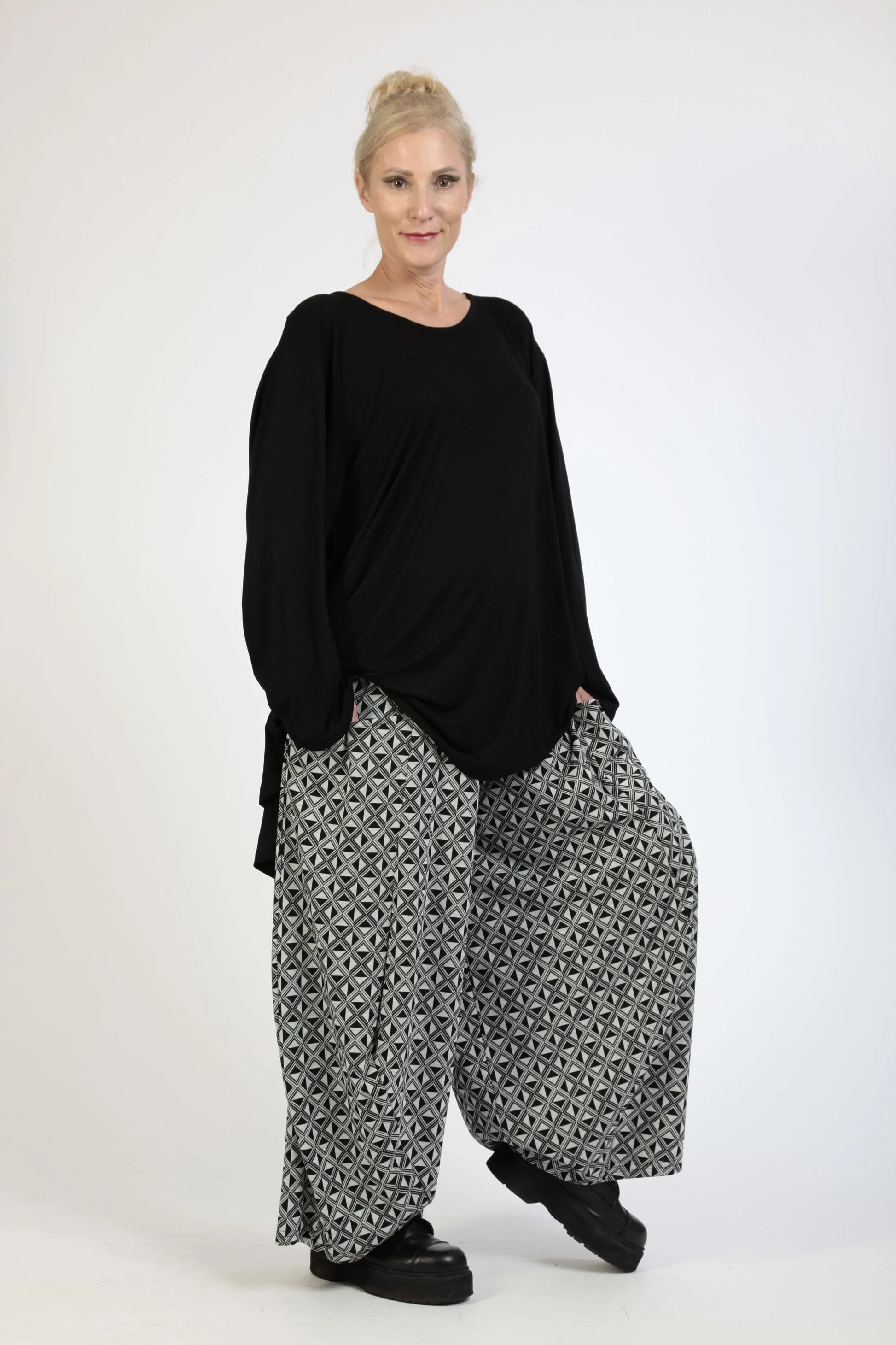  Ballonhose von AKH Fashion aus Materialmix, 1174.08069, Grau-Schwarz, Argyle, Ausgefallen