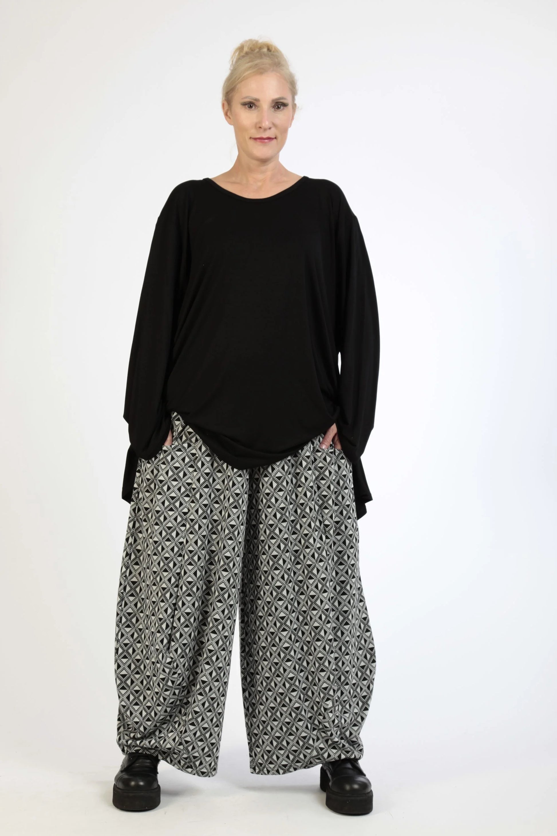  Ballonhose von AKH Fashion aus Materialmix, 1174.08069, Grau-Schwarz, Argyle, Ausgefallen