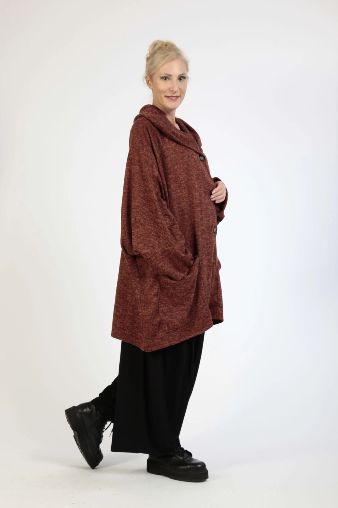  Jacke von AKH Fashion aus Polyester in kastiger Form, 1179.01845, Rost, Meliert, Schick