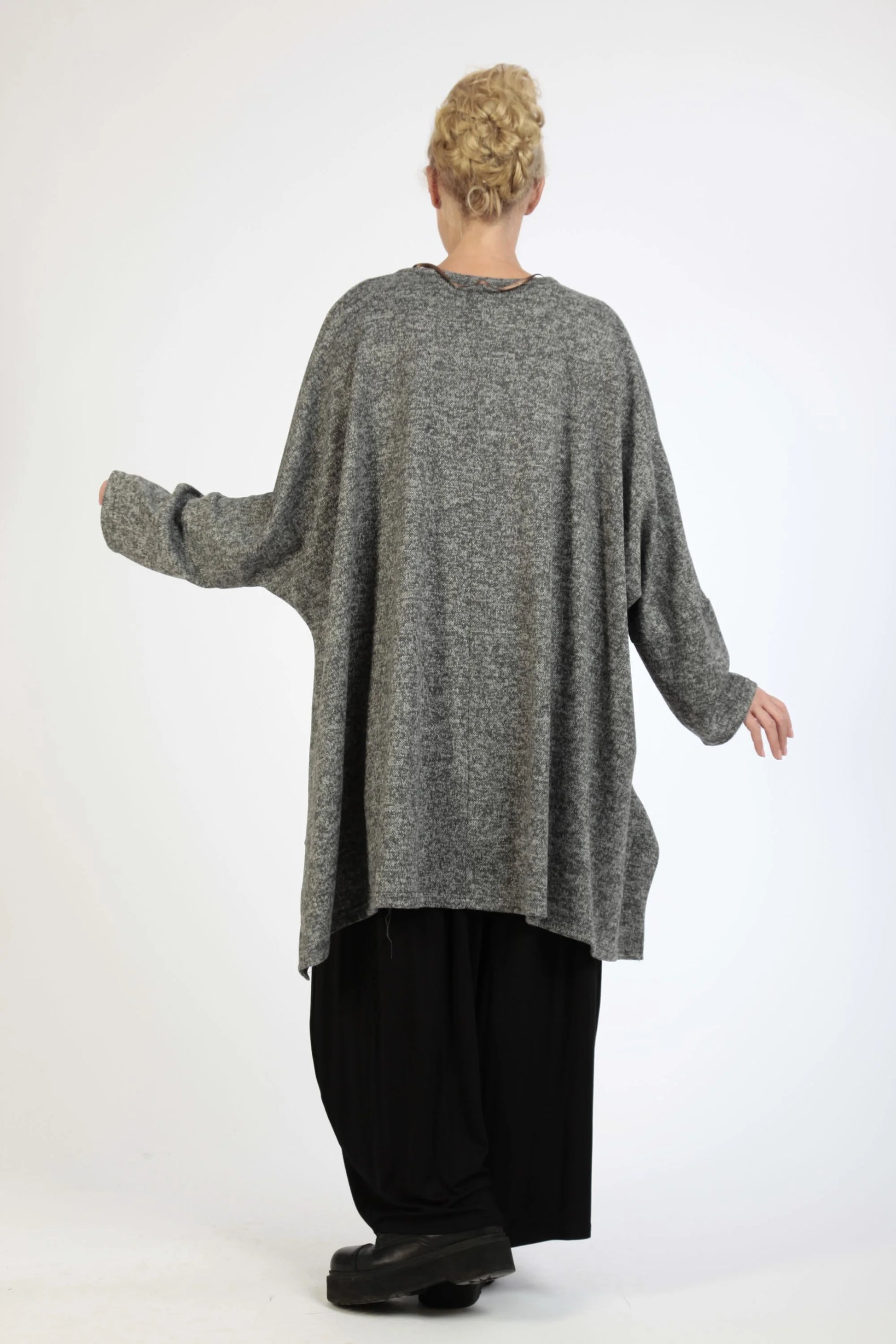  Bigshirt von AKH Fashion aus Polyester in Vokuhila-Form, 1179.06861, Grau, Meliert, Schick