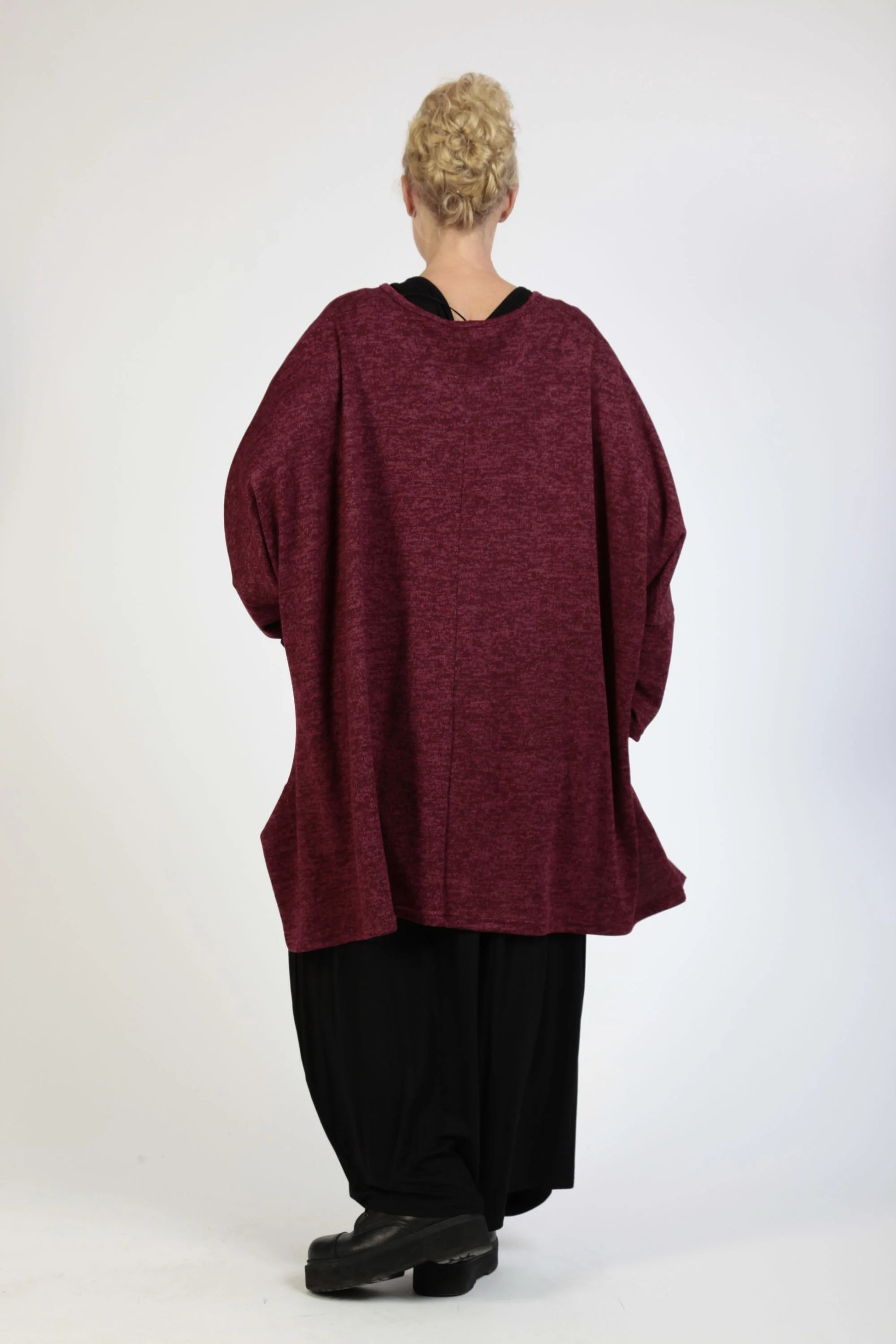  Bigshirt von AKH Fashion aus Polyester in Vokuhila-Form, 1179.06861, Weinrot, Schick, Modern