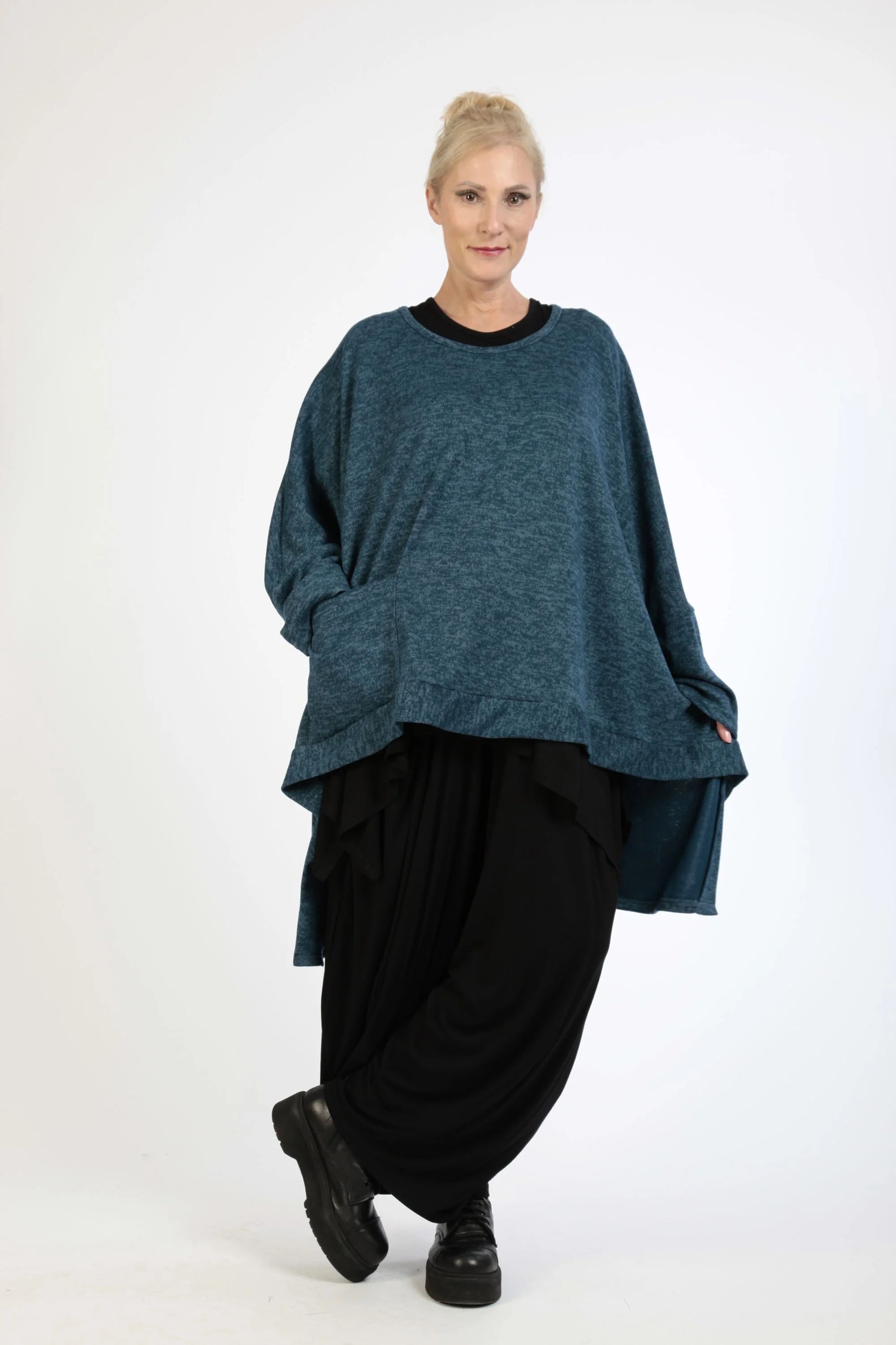  Bigshirt von AKH Fashion aus Polyester in Vokuhila-Form, 1179.06861, Petrol, Schick, Modern