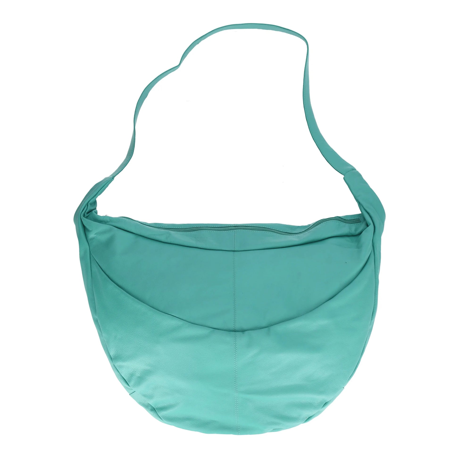  Zeitlose Ballon Tasche in leuchtendem Türkis aus hochwertigem Leder – ideal für Plus Size und Lagenlook