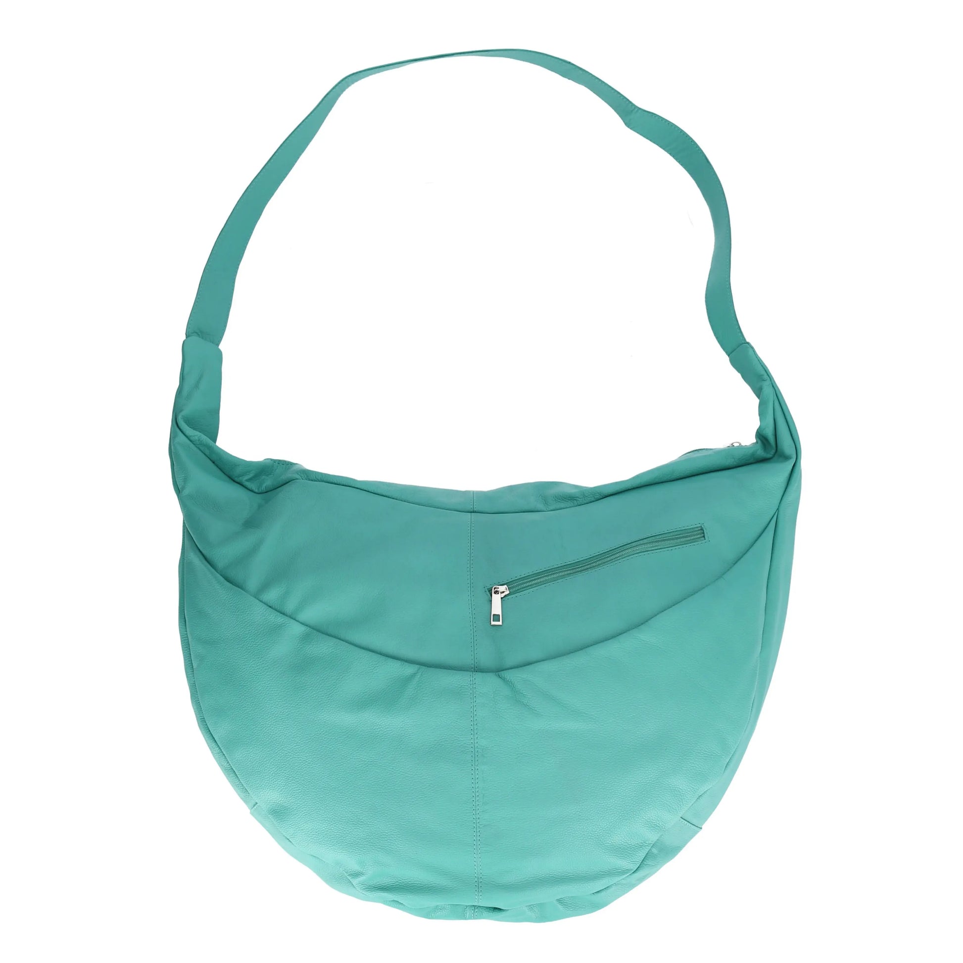  Zeitlose Ballon Tasche in leuchtendem Türkis aus hochwertigem Leder – ideal für Plus Size und Lagenlook