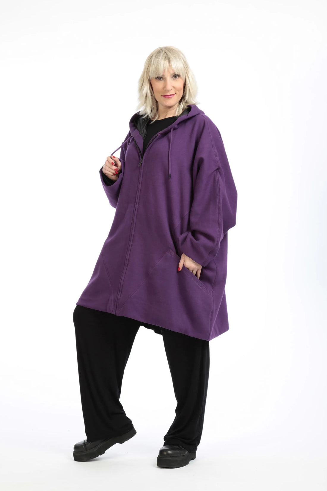  Jacke von AKH Fashion aus Baumwolle in gerader Form, 1189.09201, Lila, Unifarben, Schick