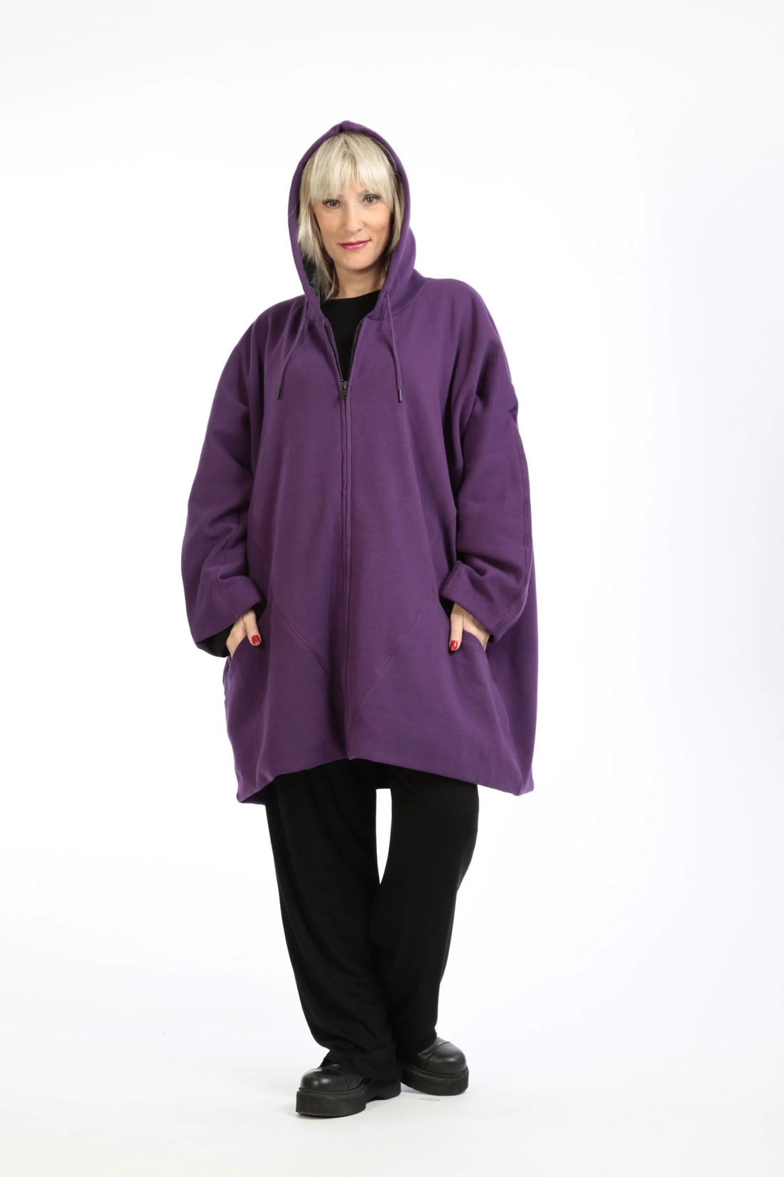  Jacke von AKH Fashion aus Baumwolle in gerader Form, 1189.09201, Lila, Unifarben, Schick