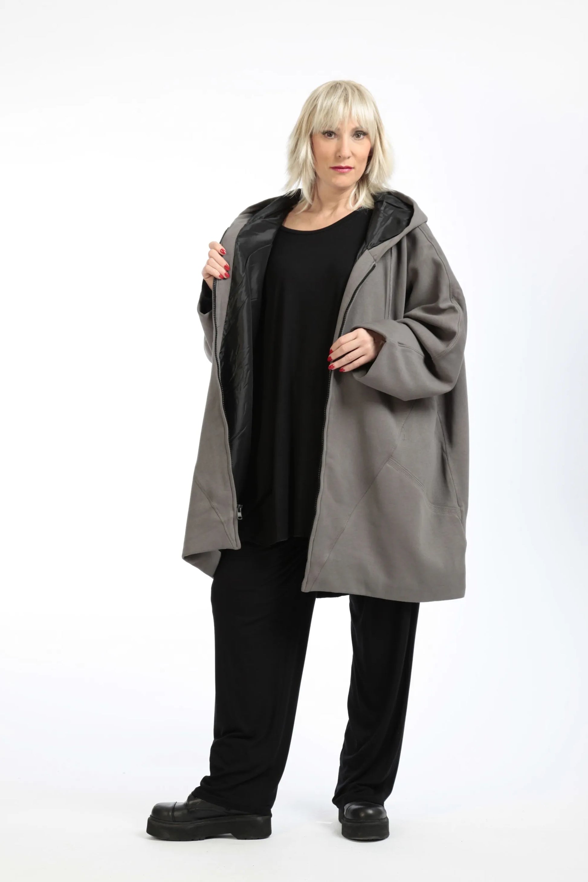  Jacke von AKH Fashion aus Baumwolle in gerader Form, 1189.09201, Grau, Unifarben, Schick