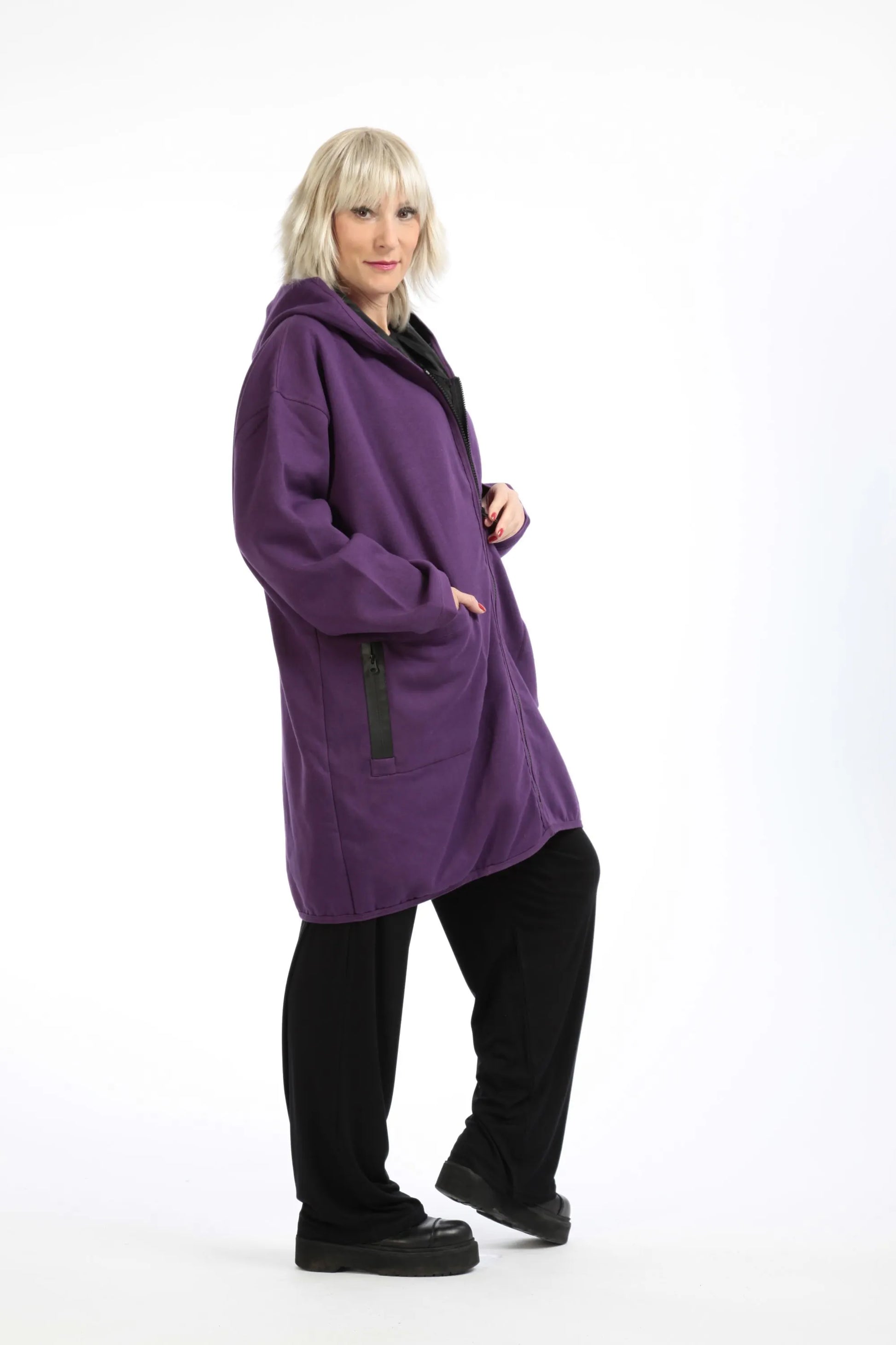  Jacke von AKH Fashion aus Baumwolle in gerader Form, 1189.09203, Lila, Unifarben, Schick