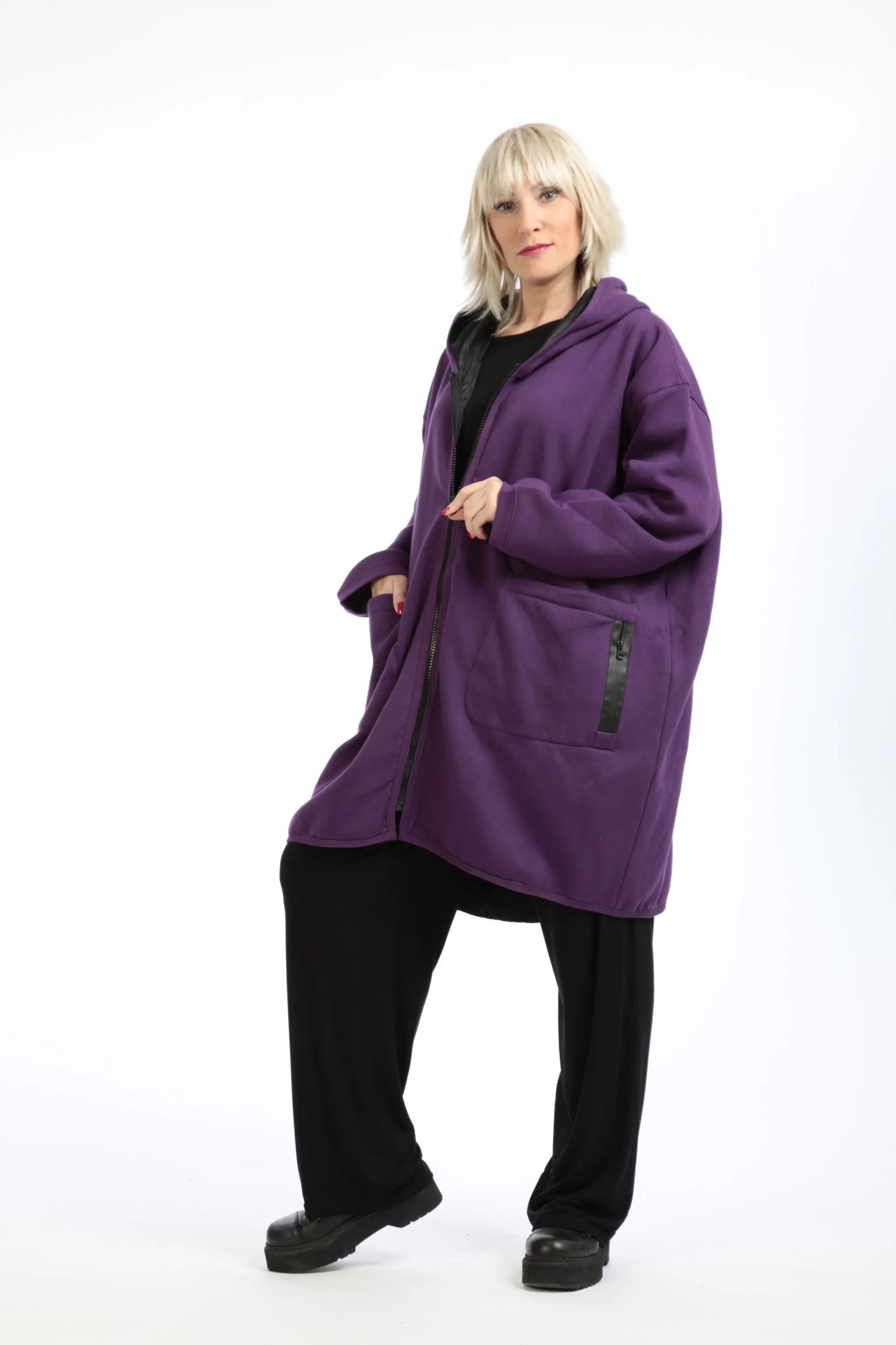  Jacke von AKH Fashion aus Baumwolle in gerader Form, 1189.09203, Lila, Unifarben, Schick