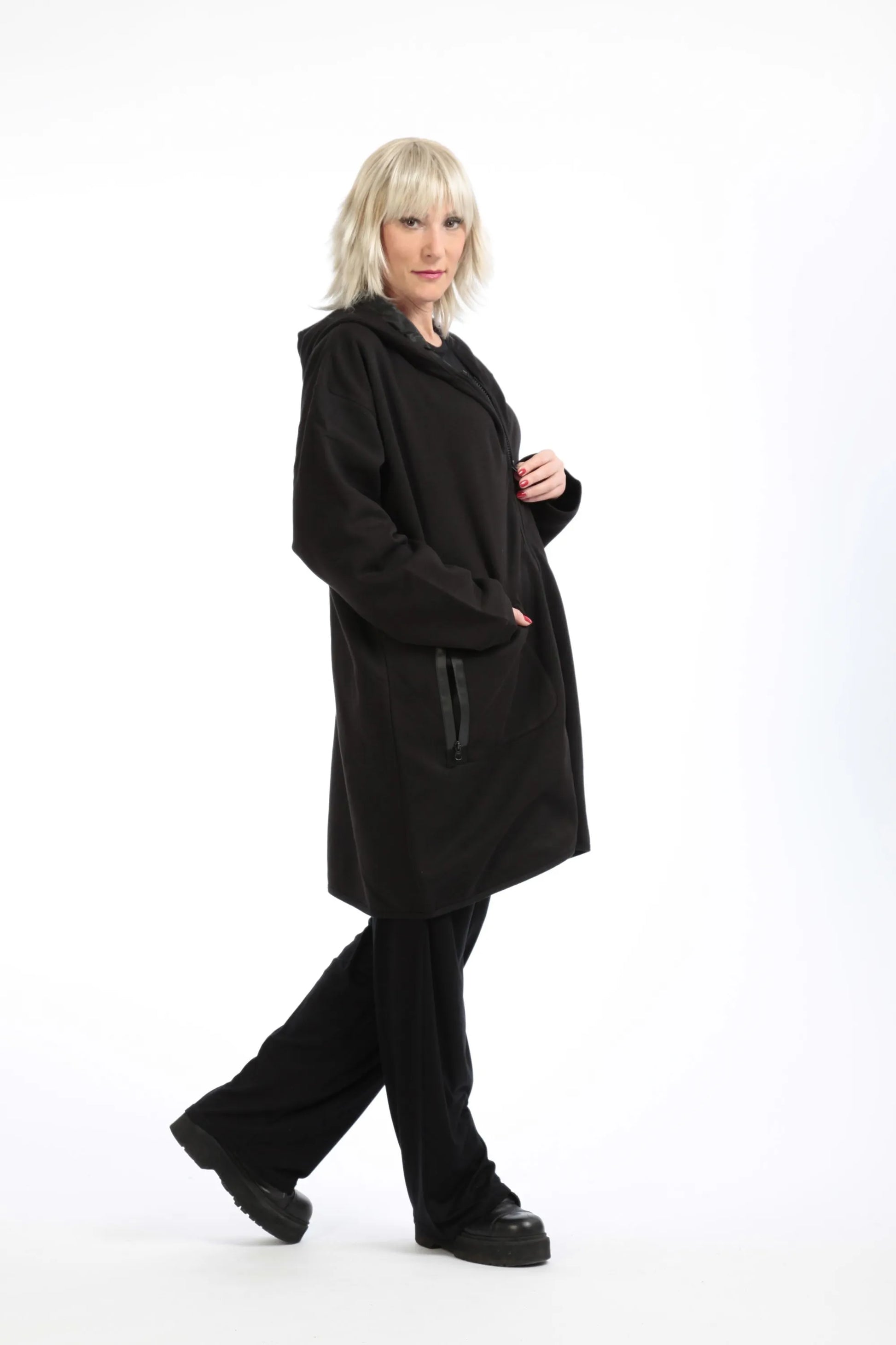  Jacke von AKH Fashion aus Baumwolle in gerader Form, 1189.09203, Schwarz, Schick, Modern