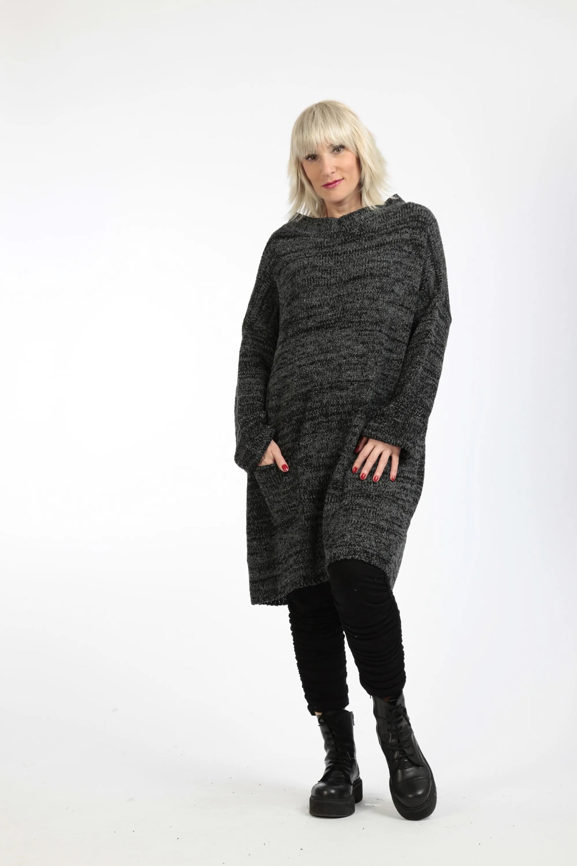  Pullover von AKH Fashion aus Materialmix in gerader Form, 1193.02218, Schwarz-Grau