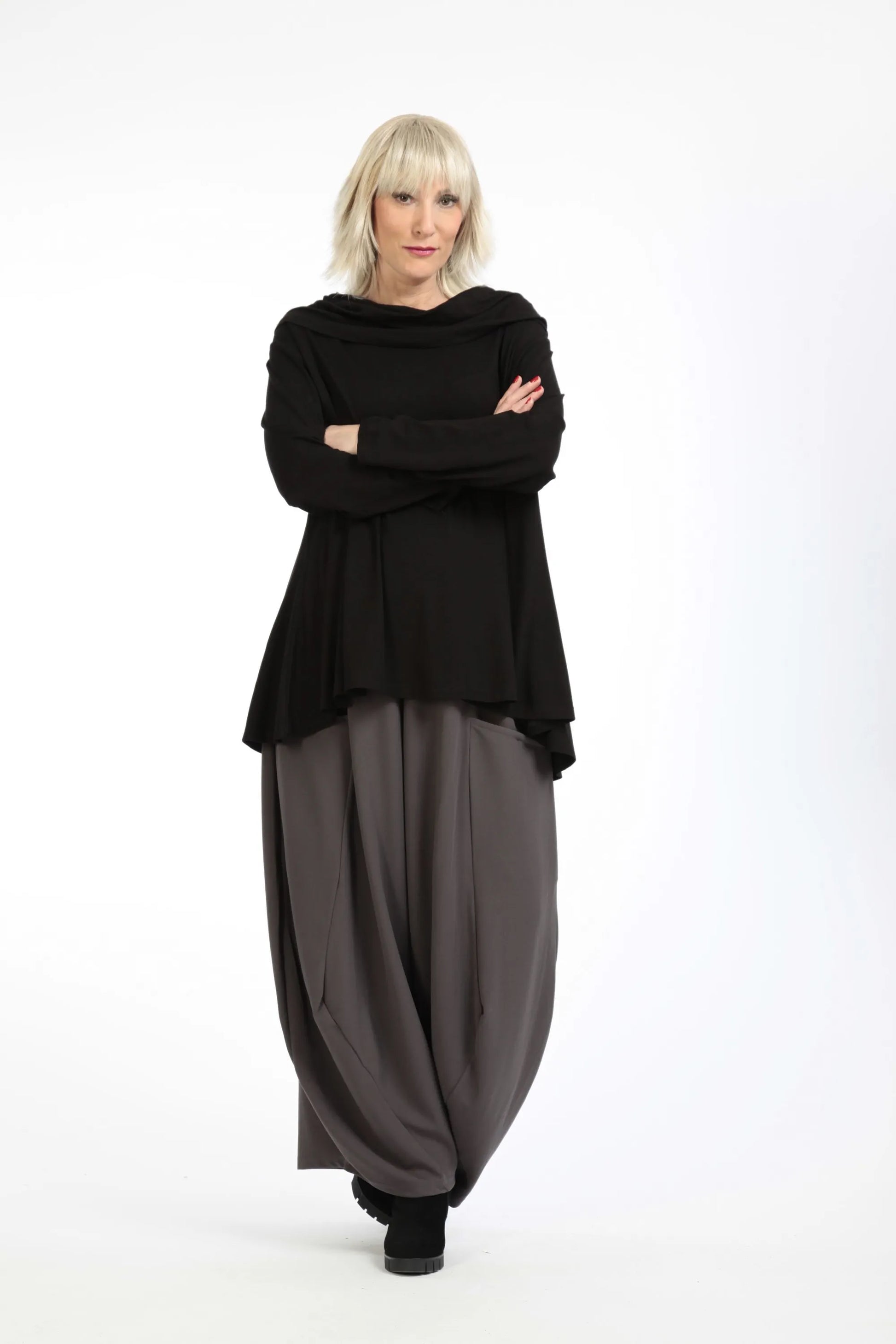  A-Form Shirt von AKH Fashion aus Viskose, 1195.01905, Schwarz, Unifarben, Schick, Modern