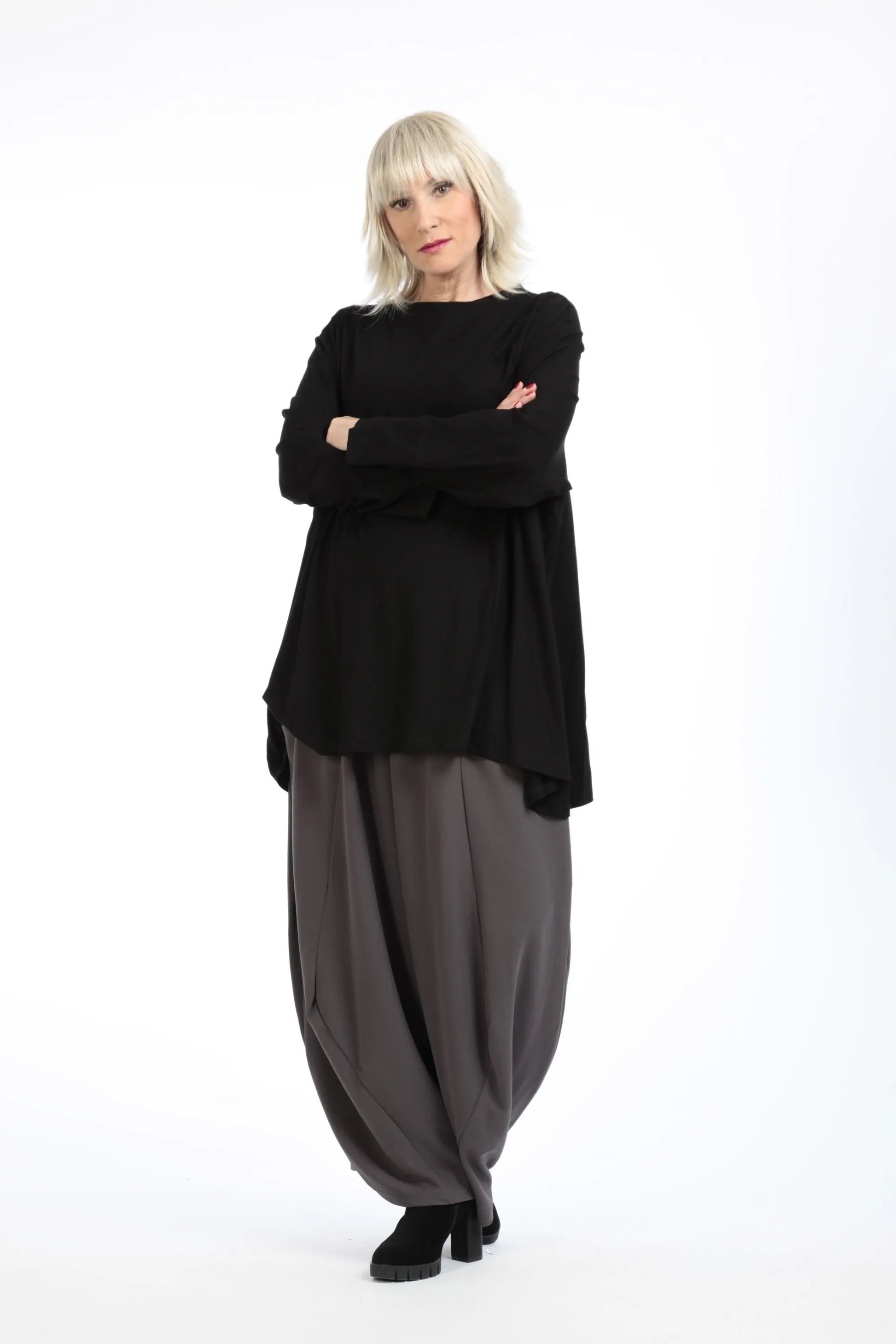  A-Form Shirt von AKH Fashion aus Viskose, 1195.02137, Schwarz, Unifarben, Schick, Modern